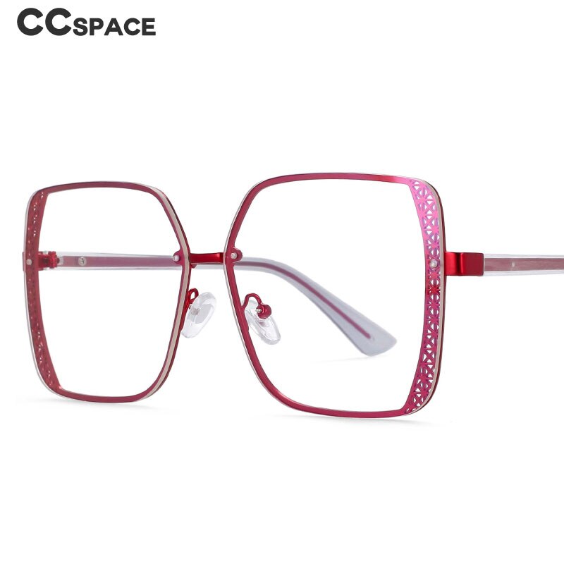 CCspace Women's Square Hollow Full Rim Eyeglasses - Lightweight Alloy Frame (Model 54205) for Work, Reading & Fashion Accessories