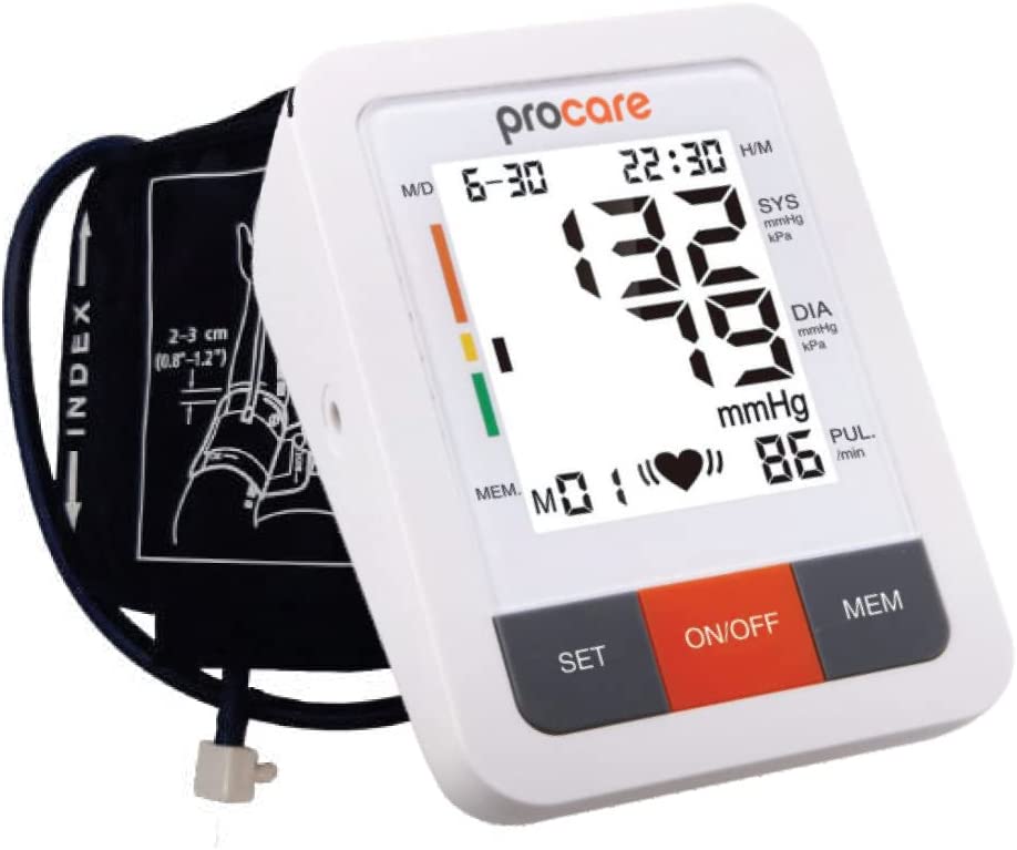 Arise Medical Procare Automatic Blood Pressure Monitor with Wide Range Cuff - Accurate Digital BP Machine for Home Use, Clinic & Hospital, Track Heart Rate & Hypertension (Fits Arms 8.7