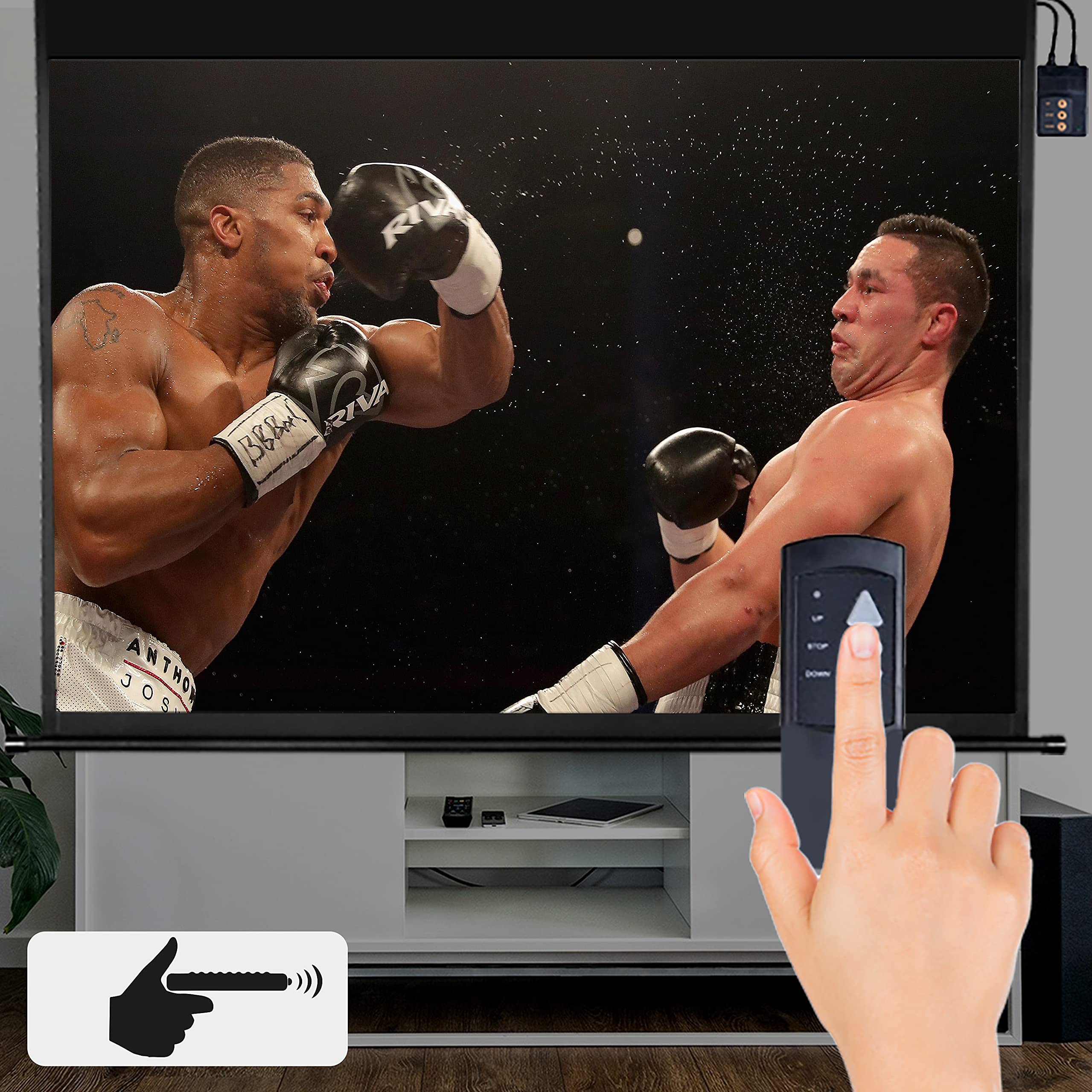 Duronic EPS133 133-Inch Electric Projector Screen - 16:9 HD Matt White (295x165cm/116x65