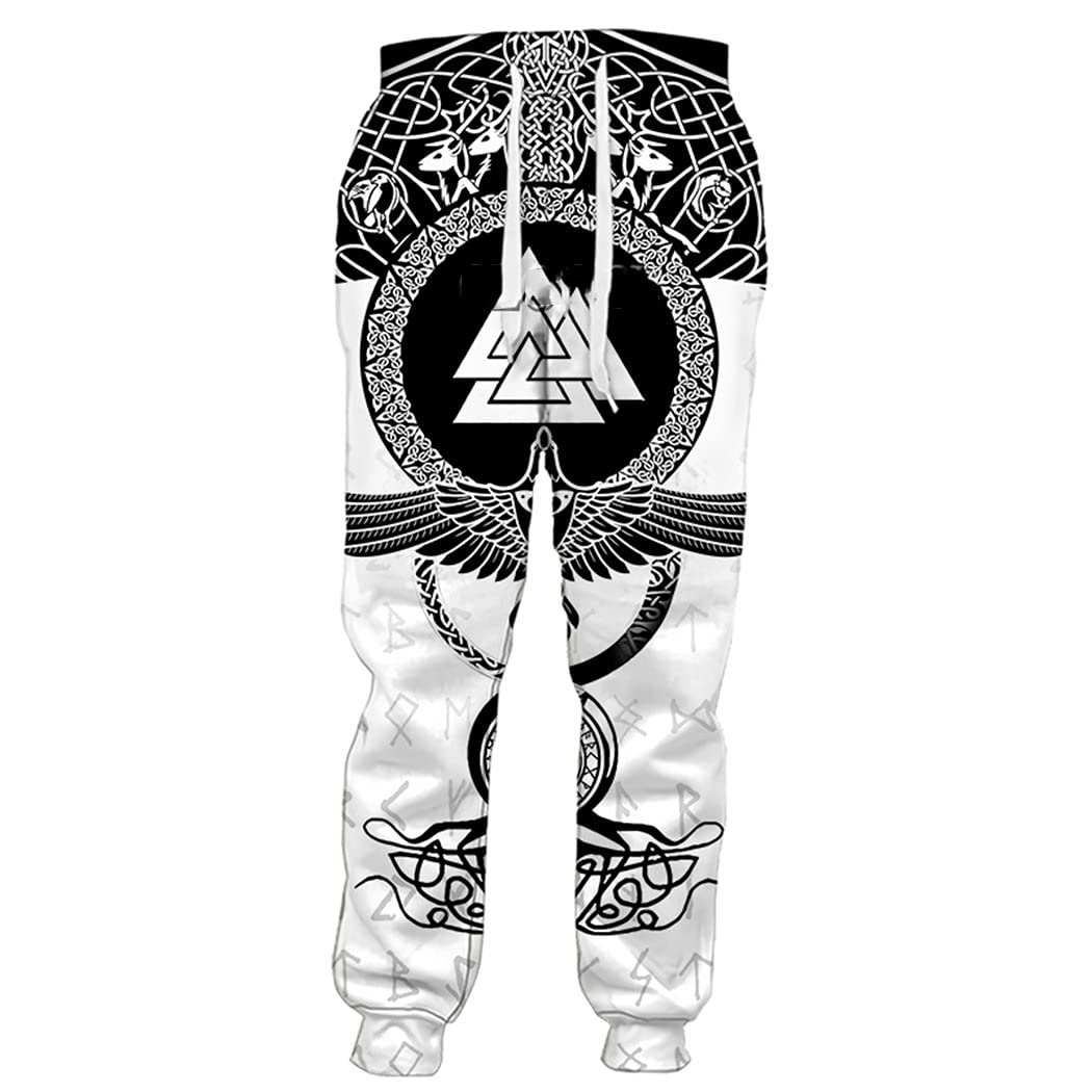3D Viking Tattoo Print Jogger Pants for Men & Women - Hip Hop Harajuku Streetwear, Casual Punk Style Sweatpants - Perfect for Concerts, Rave Parties and Urban Fashion Outfits