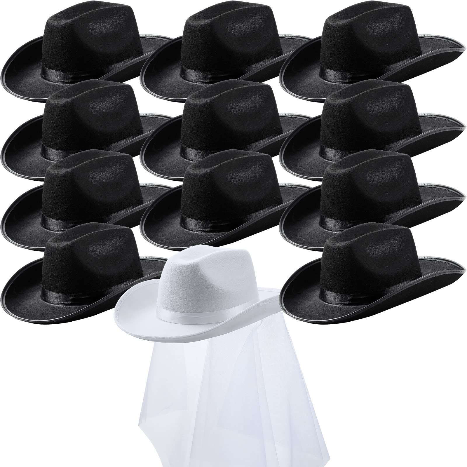 12 Pcs Women's Cowgirl Cowboy Hats - Western Bachelorette Party Hats for Bridal Shower, Wedding, Engagement, Halloween & Cosplay - Perfect for Country Themed Parties, Festivals and Costume Events