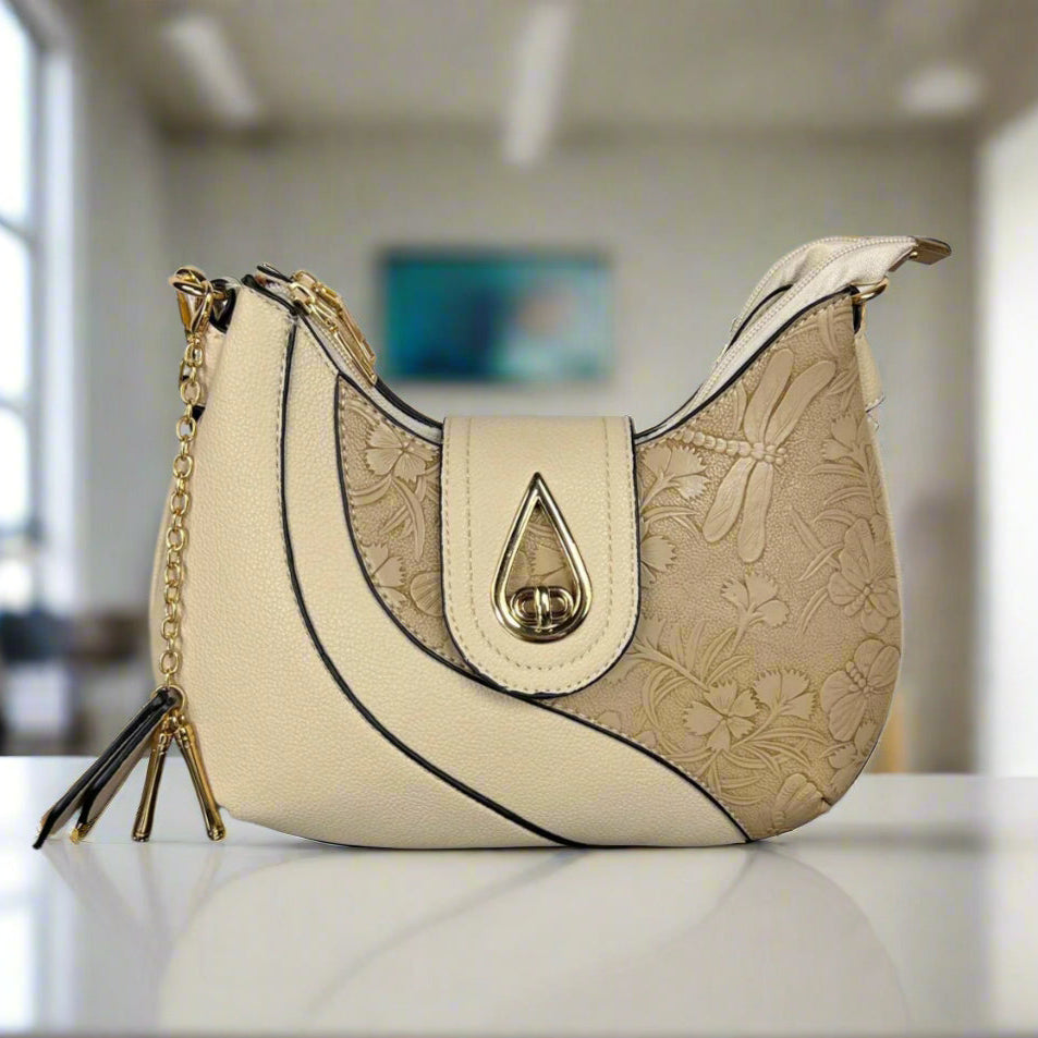 Stylish Temptation Italy Small Shoulder Bag with Dragonfly & Floral Design - Perfect for Women's Casual Outings & Travel Accessories
