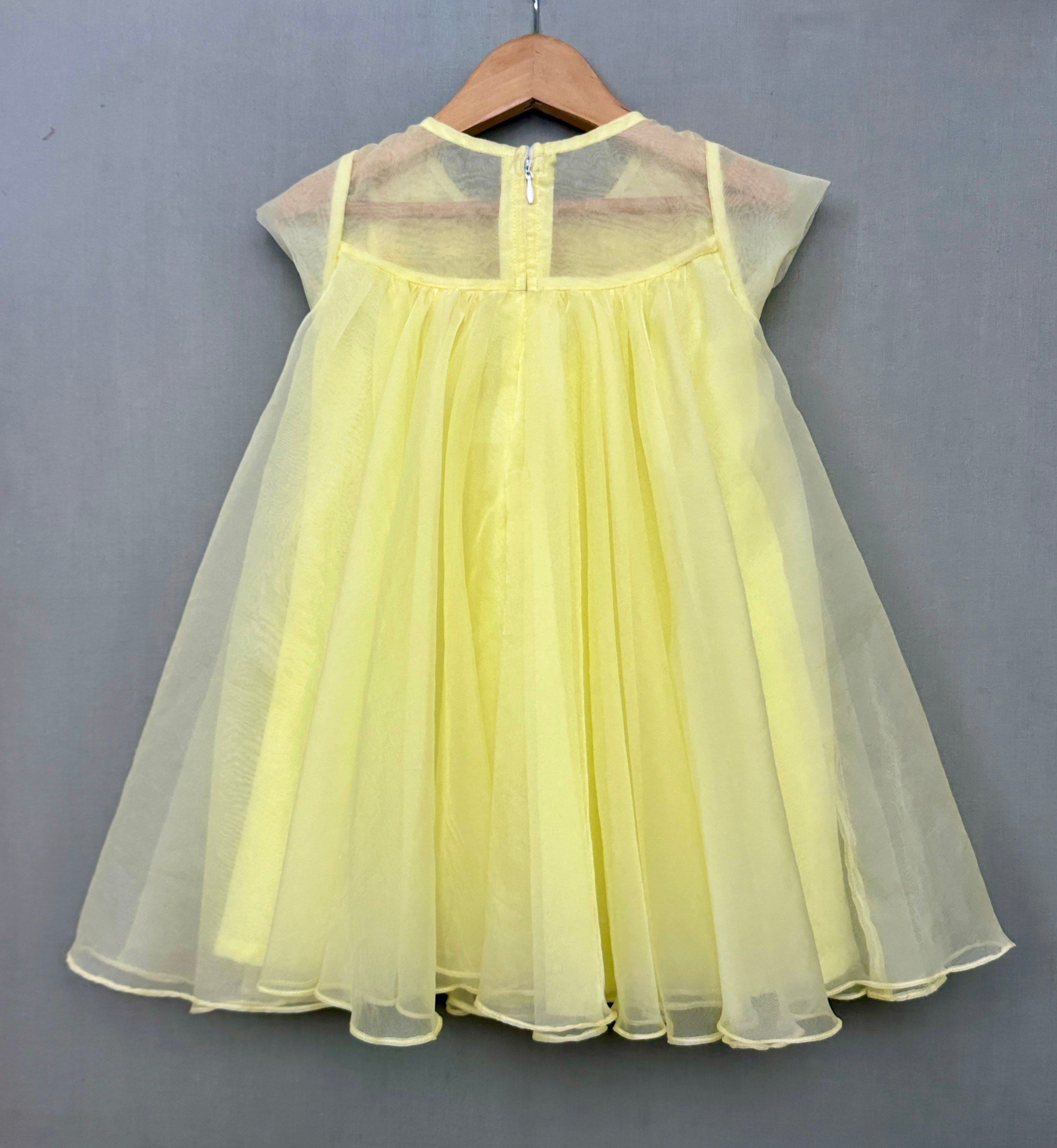 Floral Embellished A-Line Dress in Yellow | Elegant Summer Dress for Women | Perfect for Weddings, Parties & Special Occasions