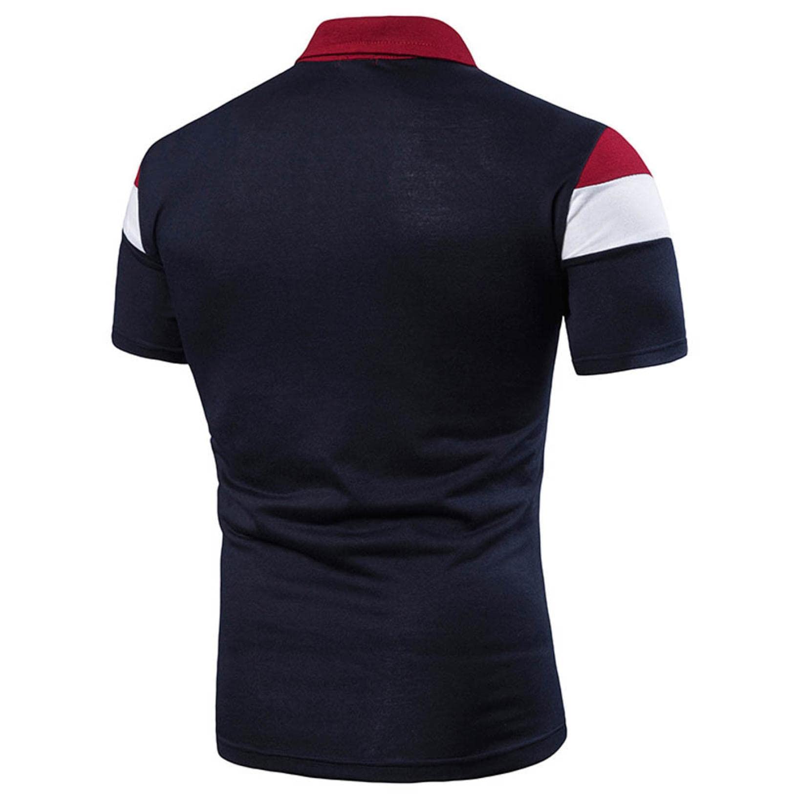 Men's Big & Tall Slim Fit Short Sleeve Polo Shirt - Color Block Button Down Golf Shirt for Casual Wear & Sports