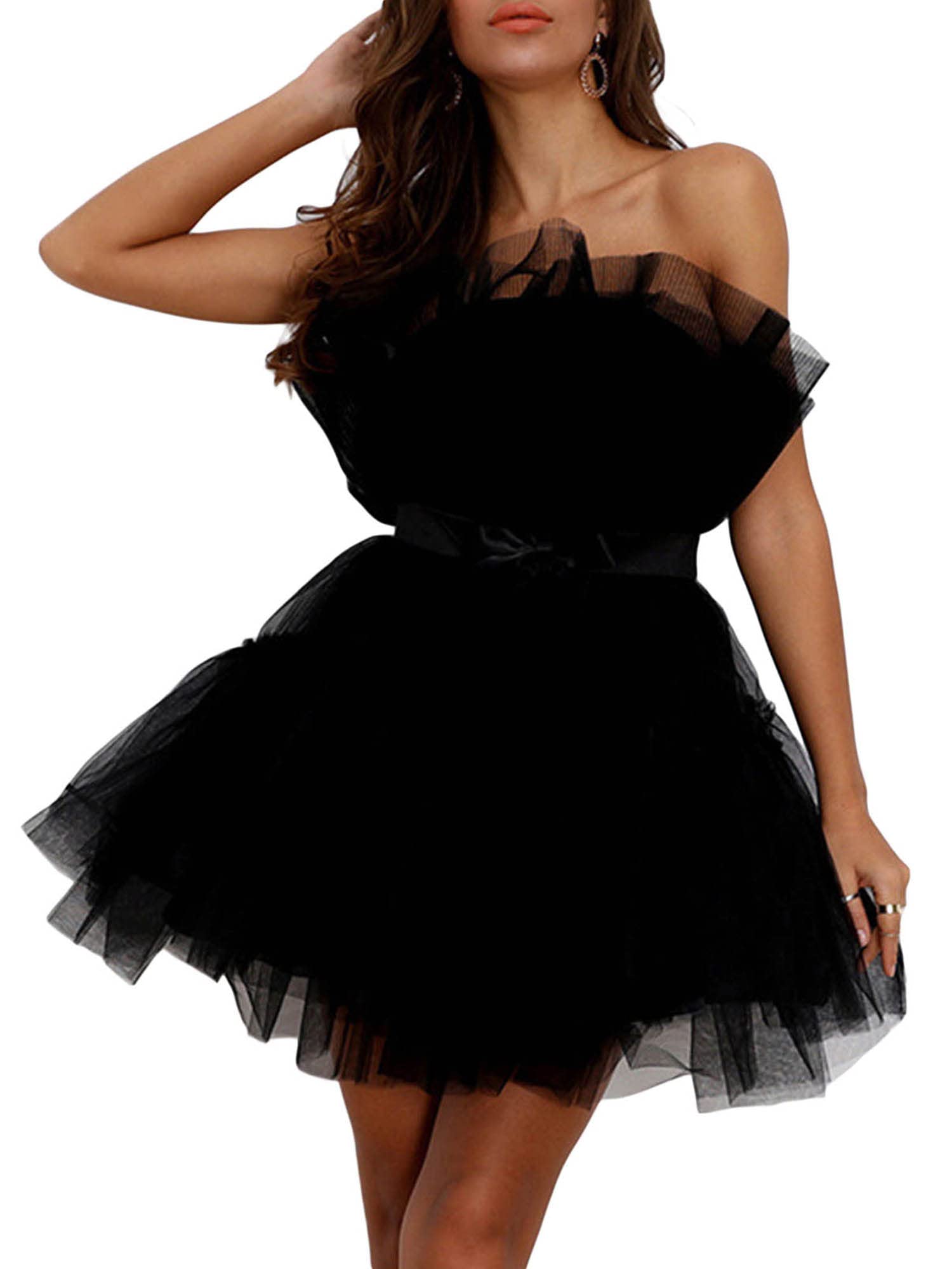 Elegant Women's Tulle Princess Mini Dress with Ruffle Mesh - Perfect for Prom, Wedding, Party & Fairy Costume | Formal Occasions & Special Events