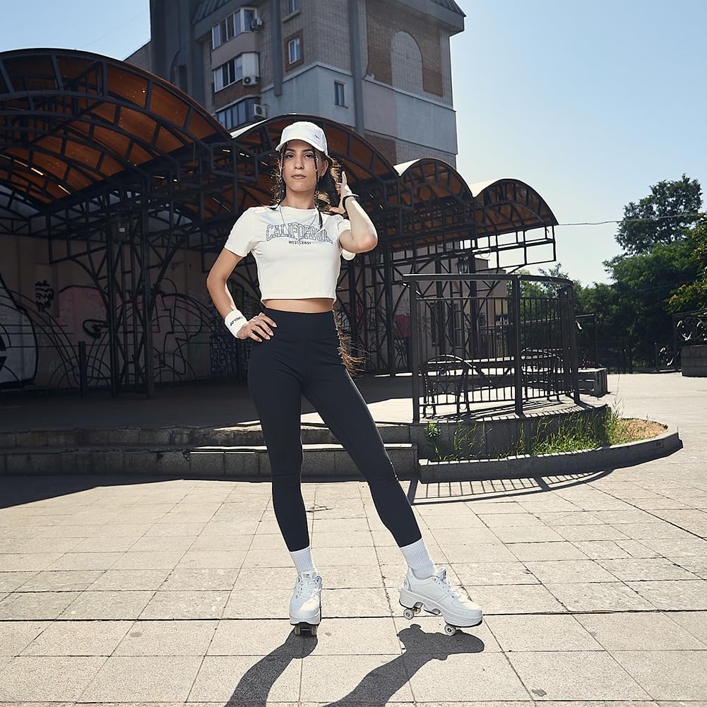 2-in-1 Roller Skates & Sneakers for Men Women - Retractable Wheel Shoes for Outdoor Fun, Fitness & Commuting - Perfect for Skating, Running & Daily Wear