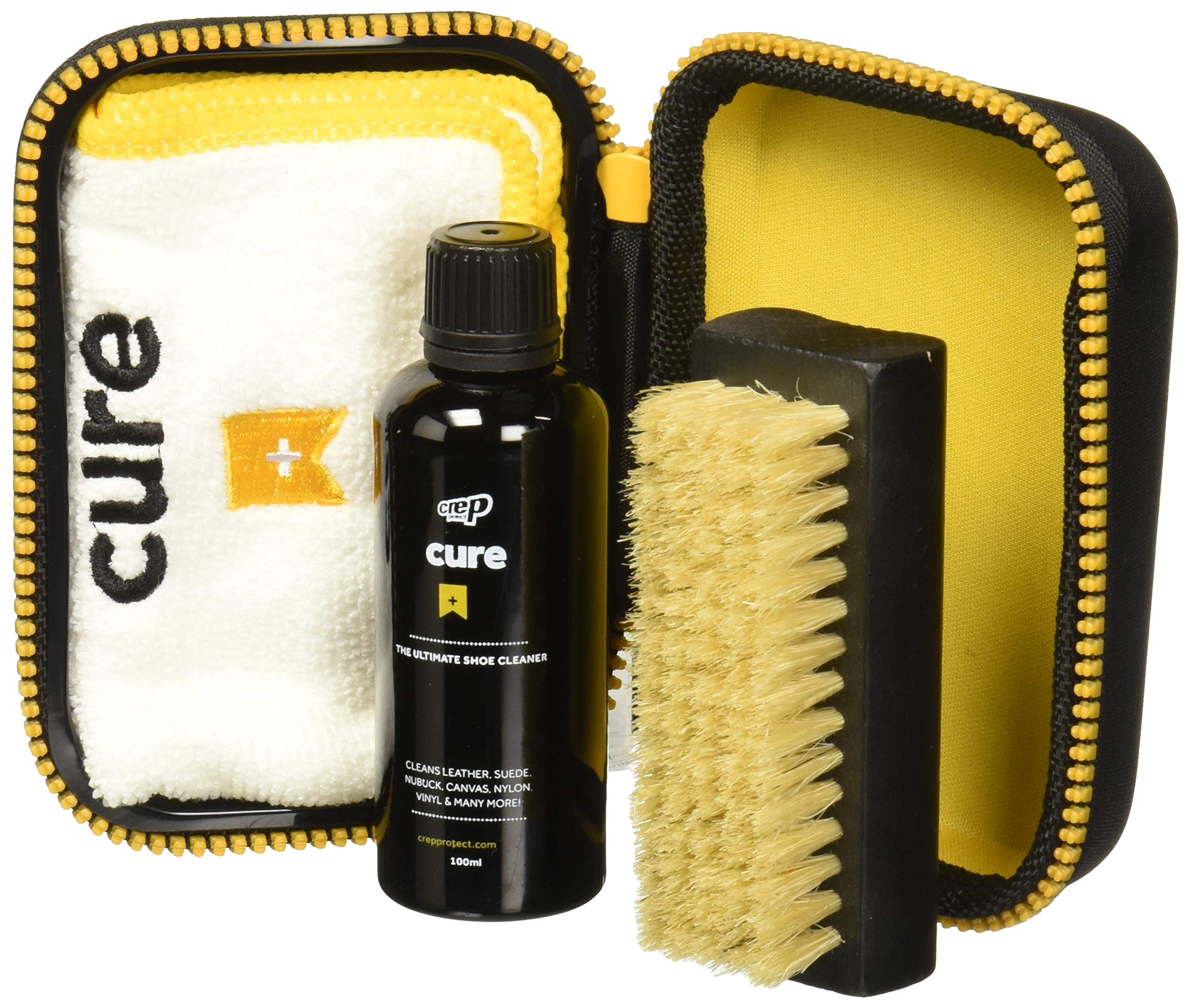 Premium Crep Protect CURE Sneaker Cleaning Kit - Includes Brush, 100ml Cleaning Solution, Microfiber Cloth & Reusable Pouch - Perfect for Sneakerheads, Shoe Care & Cleaning White Shoes