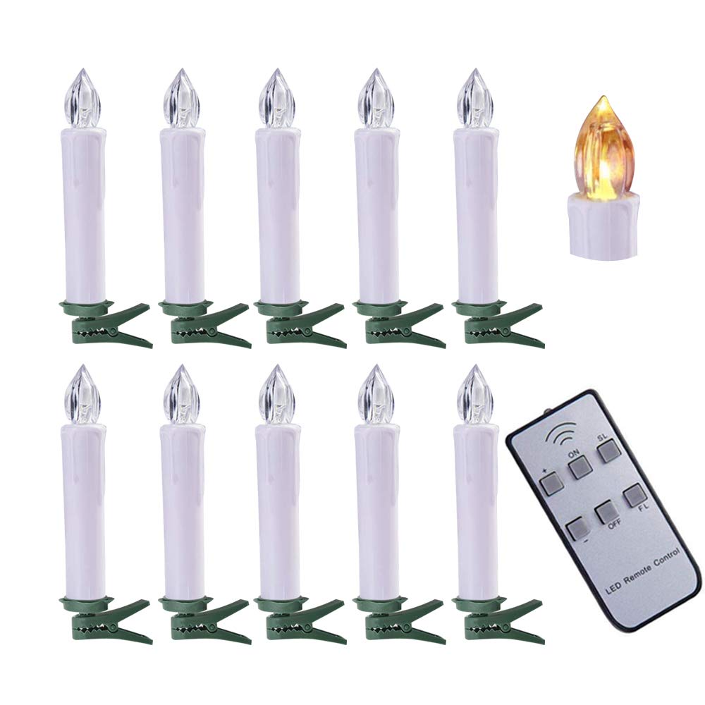 Flameless LED Taper Candles with Remote - 10 Pack for Christmas Decor, Wedding Centerpiece