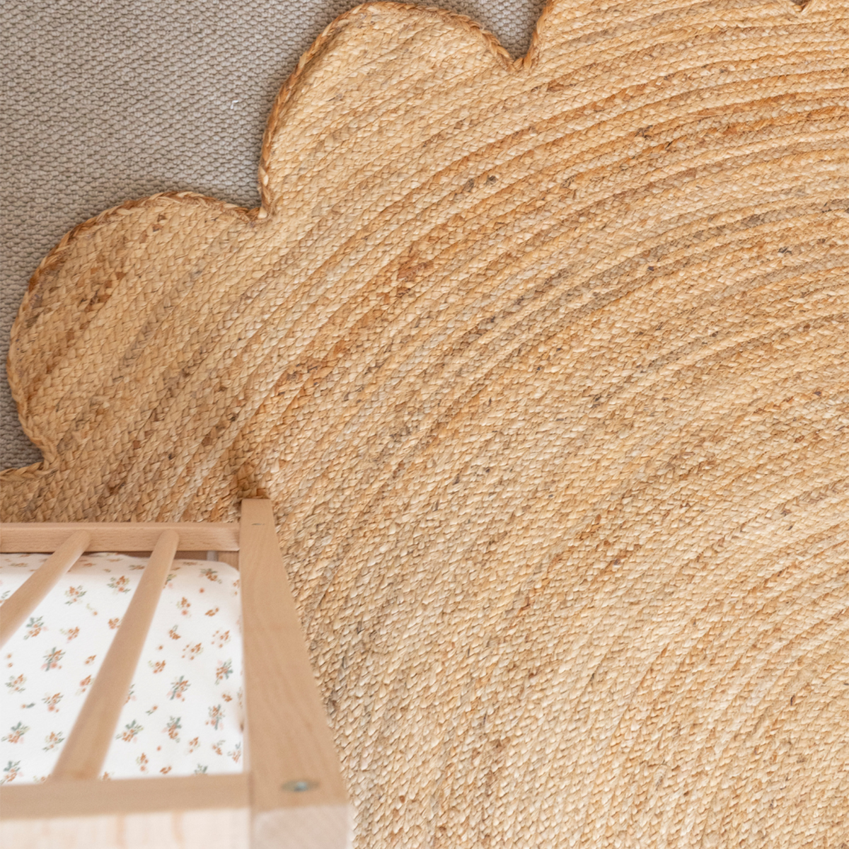 Celeste Scalloped Jute Round Rug - Natural Fiber Boho Chic Area Rug for Living Room, Bedroom, or Nursery Decor