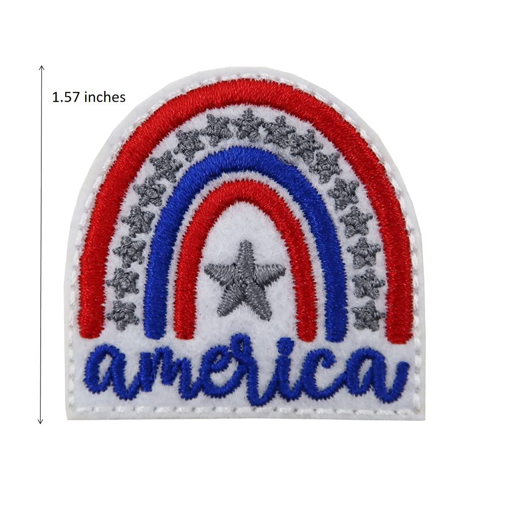 DIY Patriotic Shirts with America Rainbow Embroidered Iron On Patches - Customizable Clothing Decoration for 4th of July, Veterans Day & National Pride Events