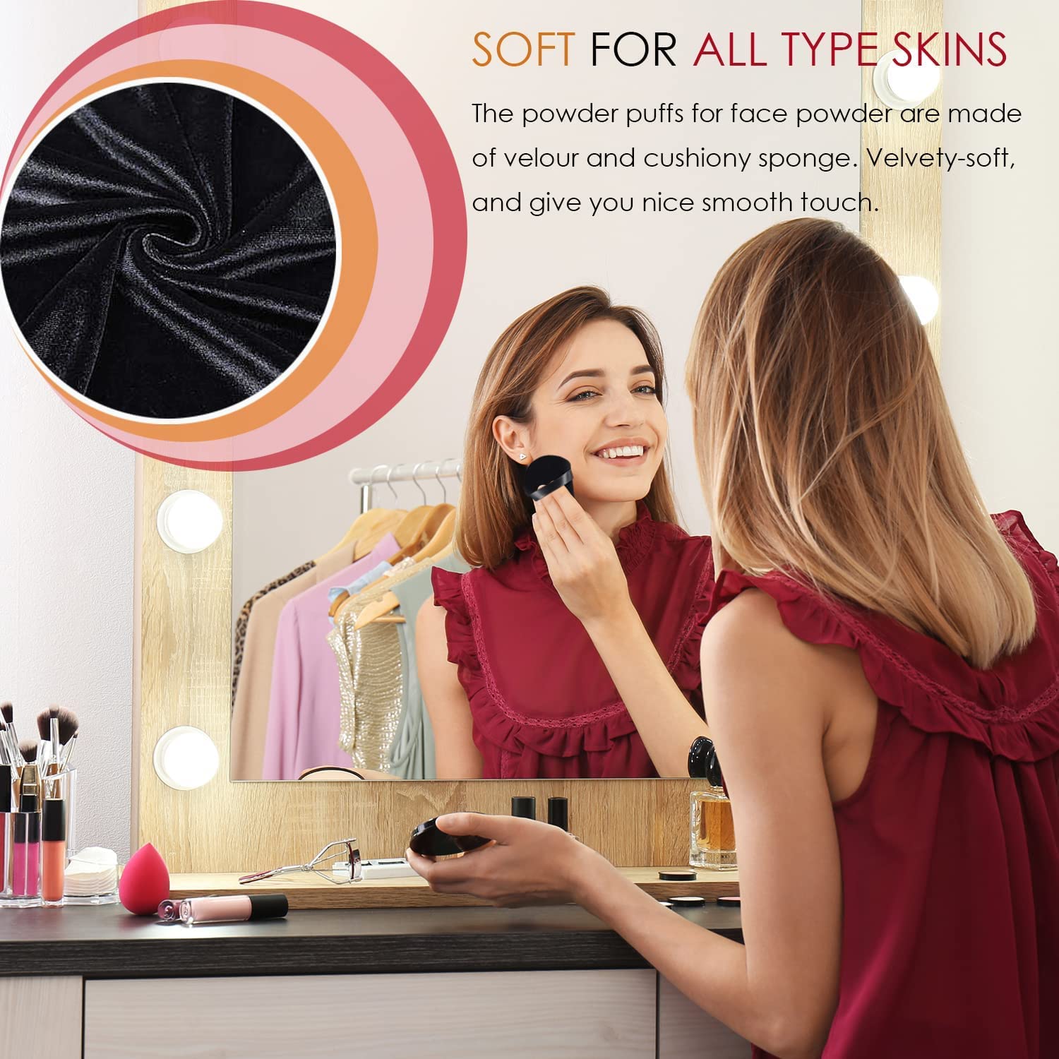 Premium Velour Powder Puff - Soft Triangle Makeup Sponge for Setting Powder, Contouring Under Eyes & Face (Black) | Perfect for Professional Makeup & Travel Touch-Ups