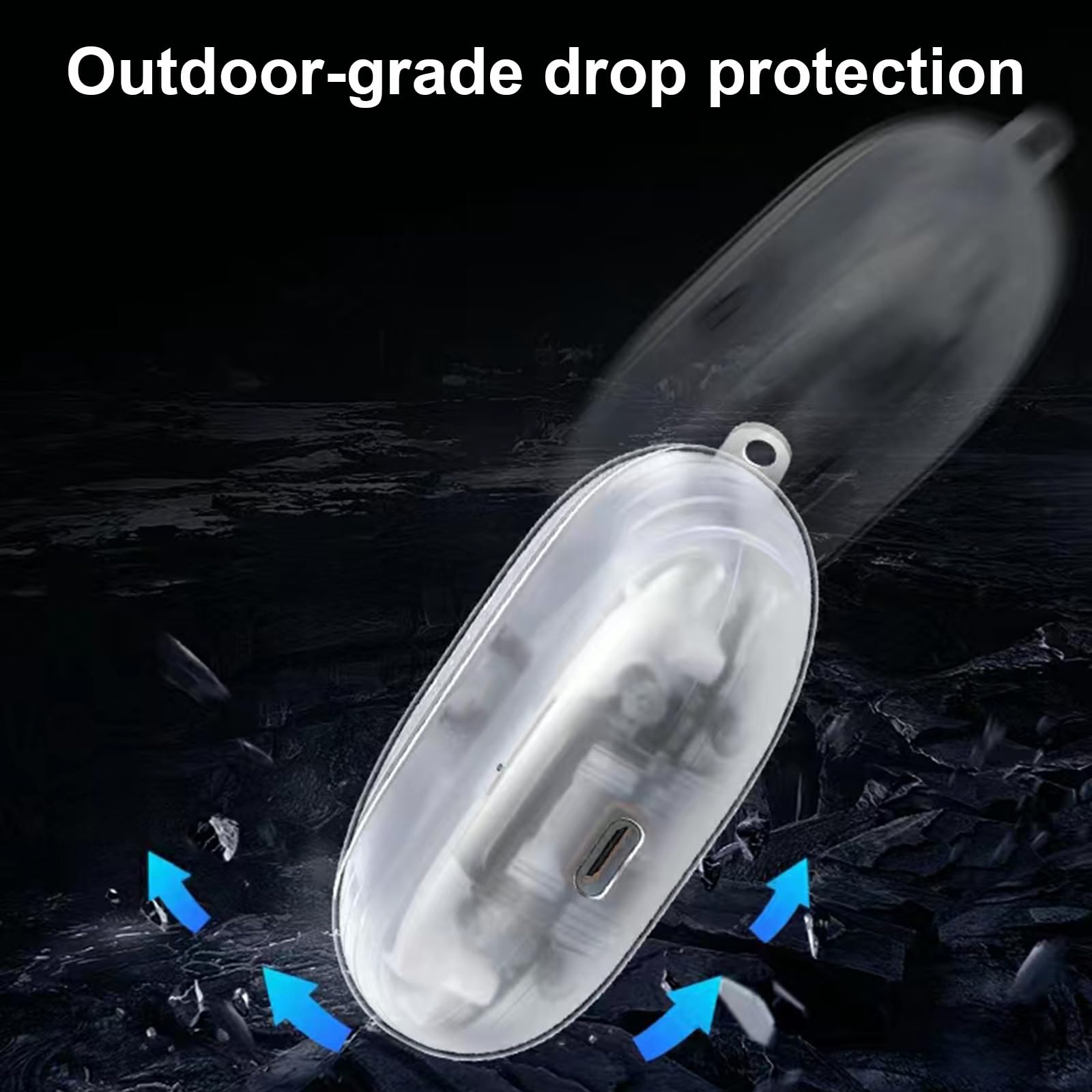Shockproof Silicone Case for Beats Studio Buds+ - Clear Protective Earbuds Cover with Carabiner Clip | Perfect for Gym, Travel & Outdoor Activities
