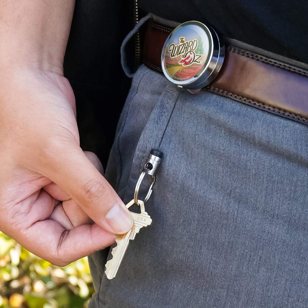 The Wizard of Oz Ruby Slippers Logo - Heavy Duty Metal Retractable ID Badge Holder with Belt Clip - Key Card & Tag Organizer for Work, Security, Conventions & Cosplay