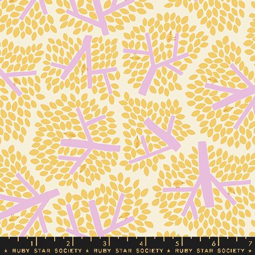 RS3080 12 Bird in a Tree Natural Fabric by Ruby Star Society - Premium Cotton Quilting Material for Home Decor & DIY Sewing Projects