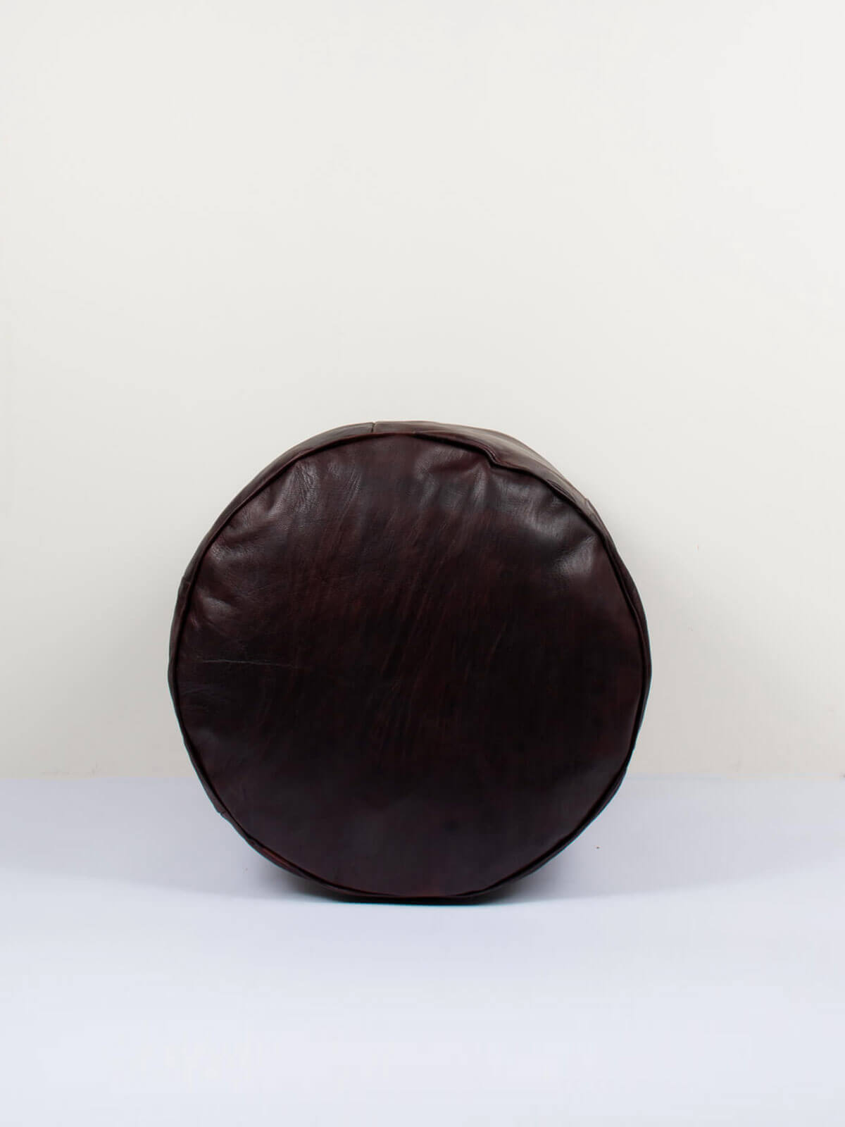 Handmade Moroccan Leather Drum Pouffe Ottoman - Dark Chocolate Brown - Perfect for Living Room, Bedroom, or Boho Decor