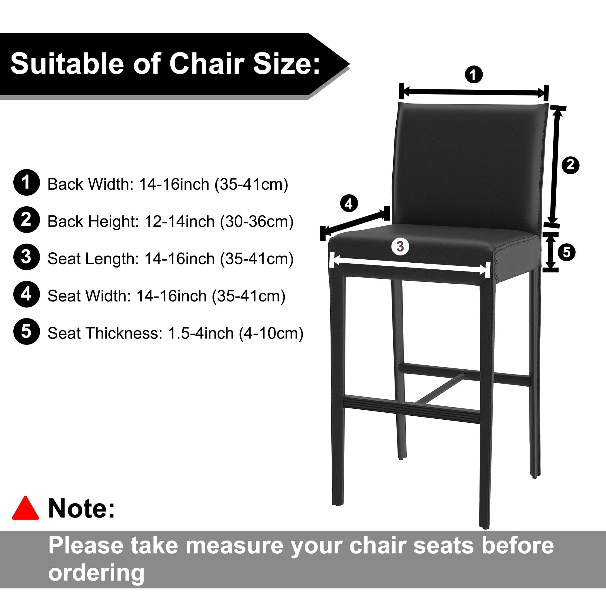 PiccoCasa Waterproof Bar Stool Covers - 4 Pack Faux Leather Pub Counter Height Chair Slipcovers with Elastic Band, Silver Gray - Perfect for Kitchen, Dining Room & Home Bar Decor