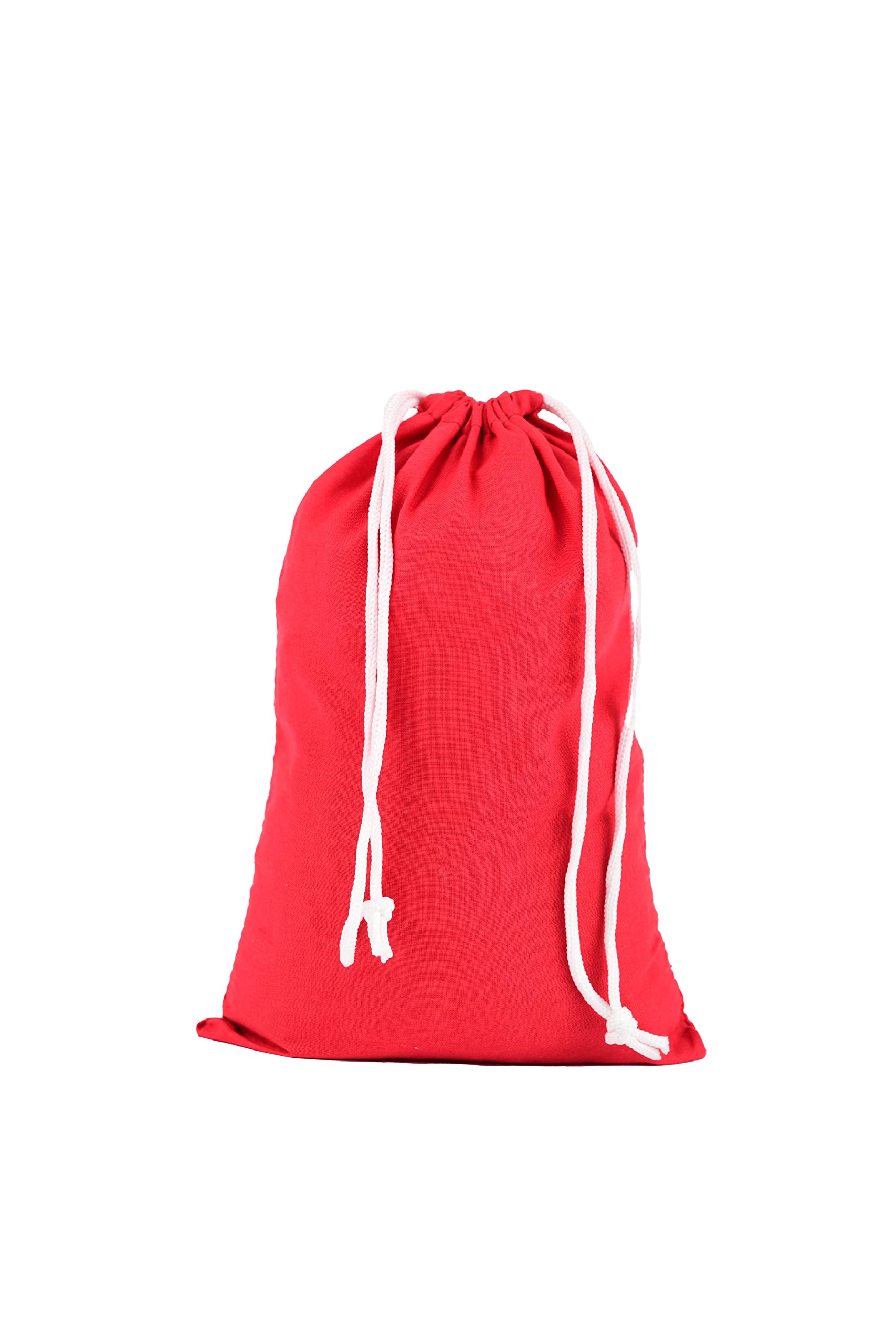 25 Pack 8x12 Inch Cotton Red Drawstring Gift Bags - Reusable Washable Small Cloth Favor Pouches for Christmas Treats, Party Favors, Wedding Gifts & Everyday Use