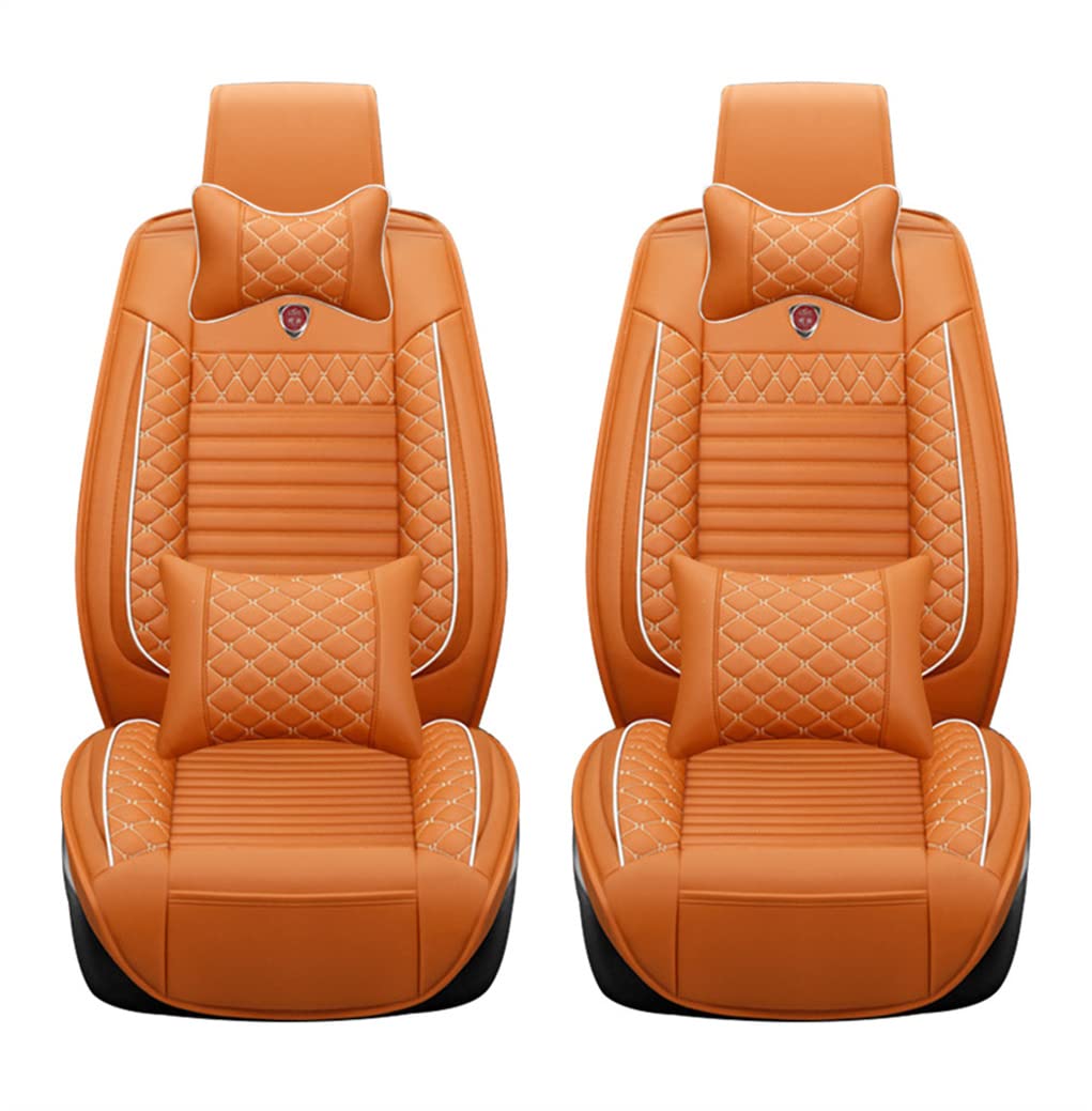 DBL 5-Seat Premium Leather Car Seat Covers Full Set - Compatible with Honda Jade, Civic, Spirior, CR-Z, City, Fit, Crider - Headrest & Lumbar Support - Type A Orange - Perfect for Road Trips, Daily Commuting & Car Interior Protection