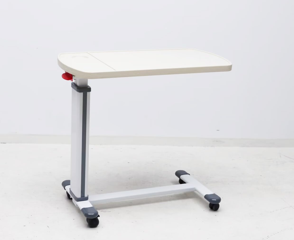 AOI Overbed Table with Wheels - Solid Wood Adjustable Height Mobile Dining Table for Hospital Beds & Home Use - Perfect for Eating, Working, Reading in Bed or Recovery