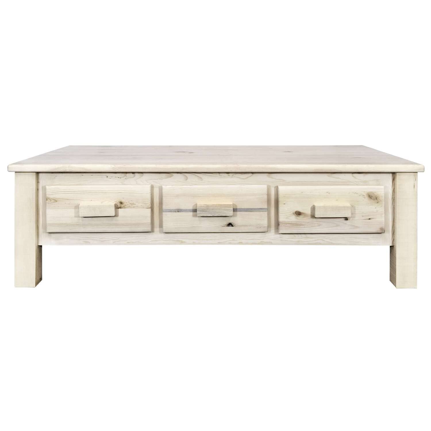 Montana Wooden Coffee Table with 6 Drawers - Clear Lacquer Finish for Living Room