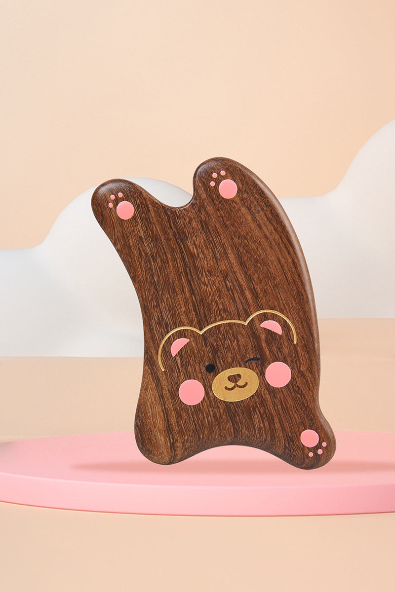 Premium Wooden Gua Sha Board - Bear Design for Facial Massage & Skincare - Perfect for Relaxation, Anti-Aging & Lymphatic Drainage at Home or Spa