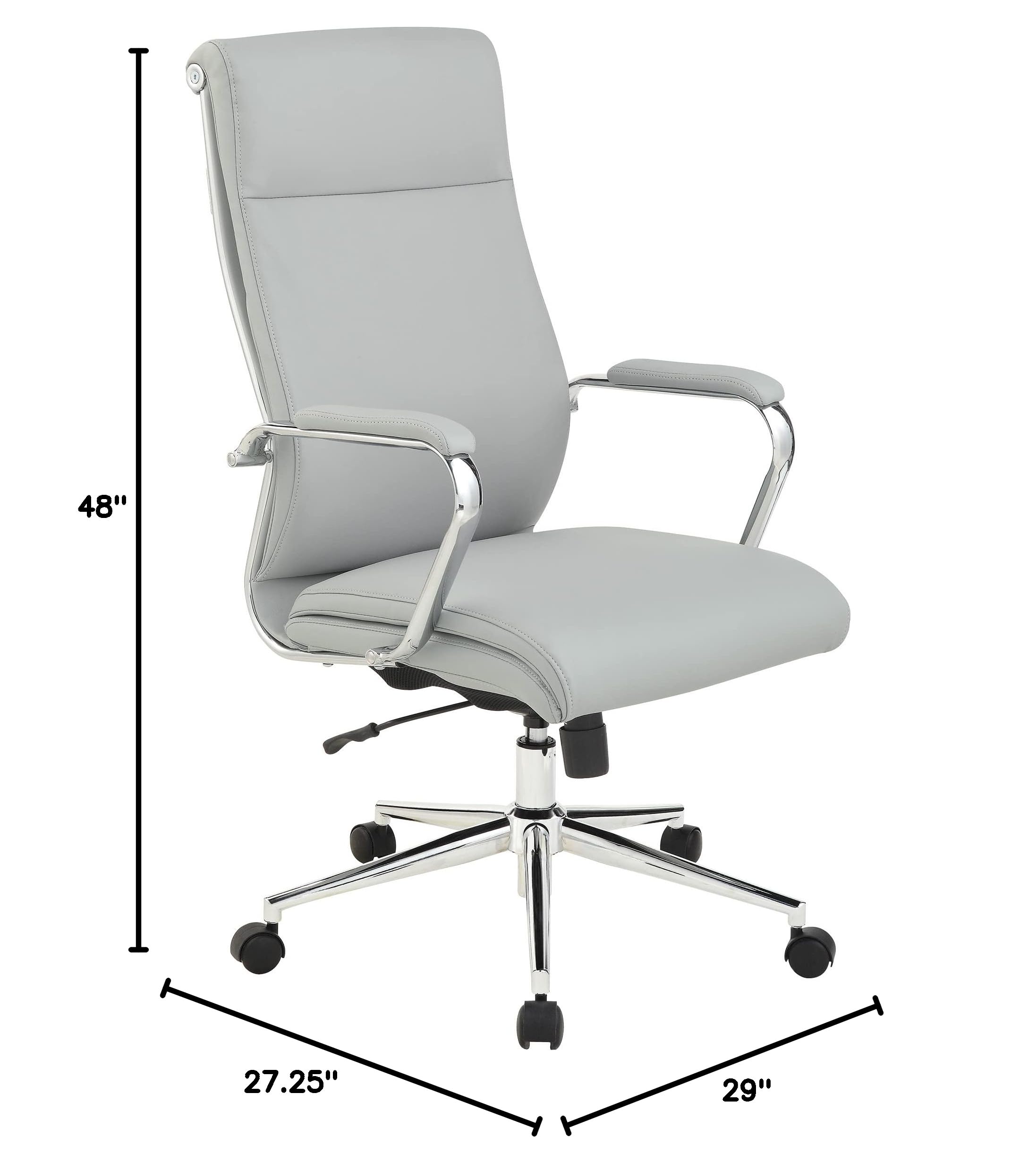 Office Star Antimicrobial High-Back Adjustable Manager's Office Chair with Chrome Base & Dillon Steel Fabric - Ergonomic Desk Chair for Home & Professional Workspaces
