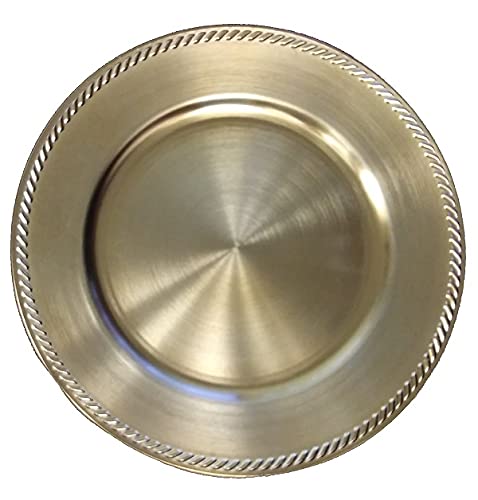 Gilbins 13-Inch Round Plastic Charger Plates - Gold Set of 4 for Wedding, Holiday & Party Table Decor - Elegant Dinnerware for Special Occasions and Formal Dining