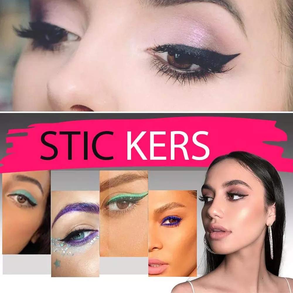40pcs Reusable Eyeliner Stickers - Waterproof & Smudgeproof Eye Shadow Template for Cat Eye & Double Eyelid Makeup | Precise Eyelid Line Stick for Perfect Winged Liner | Ideal for Daily Use, Parties & Special Occasions (Gold)