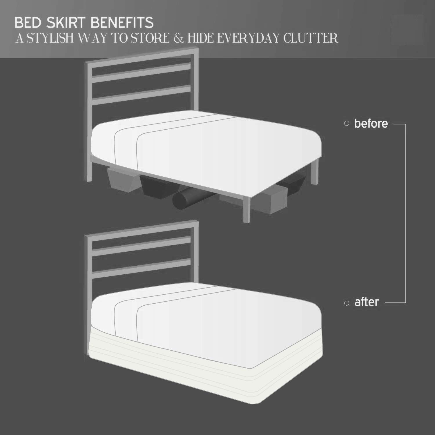 Ramesses Polyester Blended Quilted Bed Skirt - Anti-Wrinkle, Fade Resistant Dust Ruffle with 14