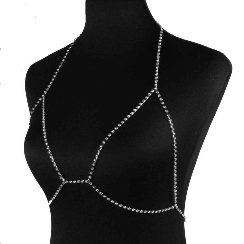 Sexy Rhinestone Body Chain for Women - Multi-Layered Long Choker Necklace with Crystals, Elegant Party Jewelry for Club, Festival, Bachelorette & Special Occasions