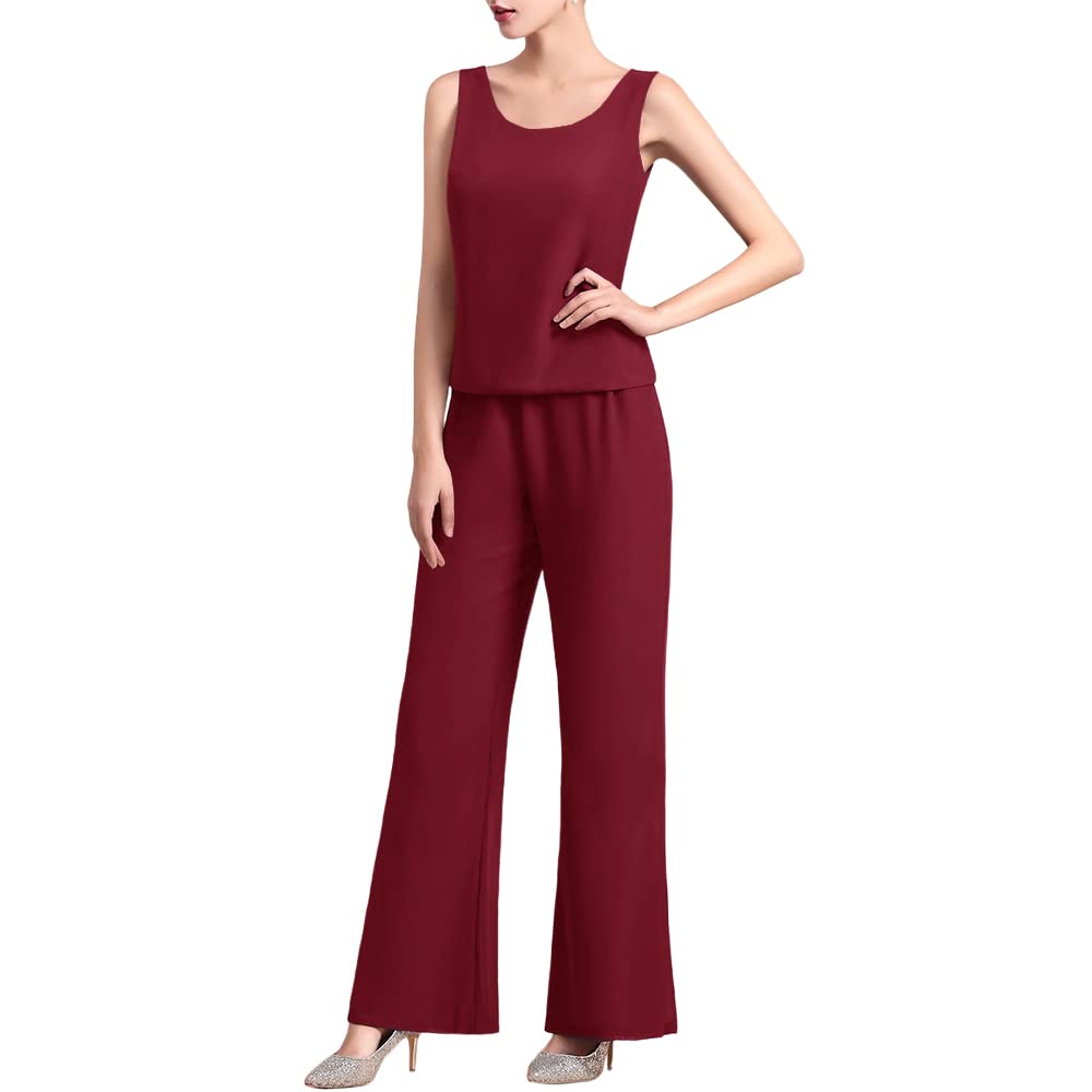 Elegant Zongqiven Women's 3-Piece Chiffon Pant Suit Set - Mother of The Bride Outfit for Weddings, Evening Parties & Special Occasions | Formal Guest Attire with Flowy Blouse & Pants
