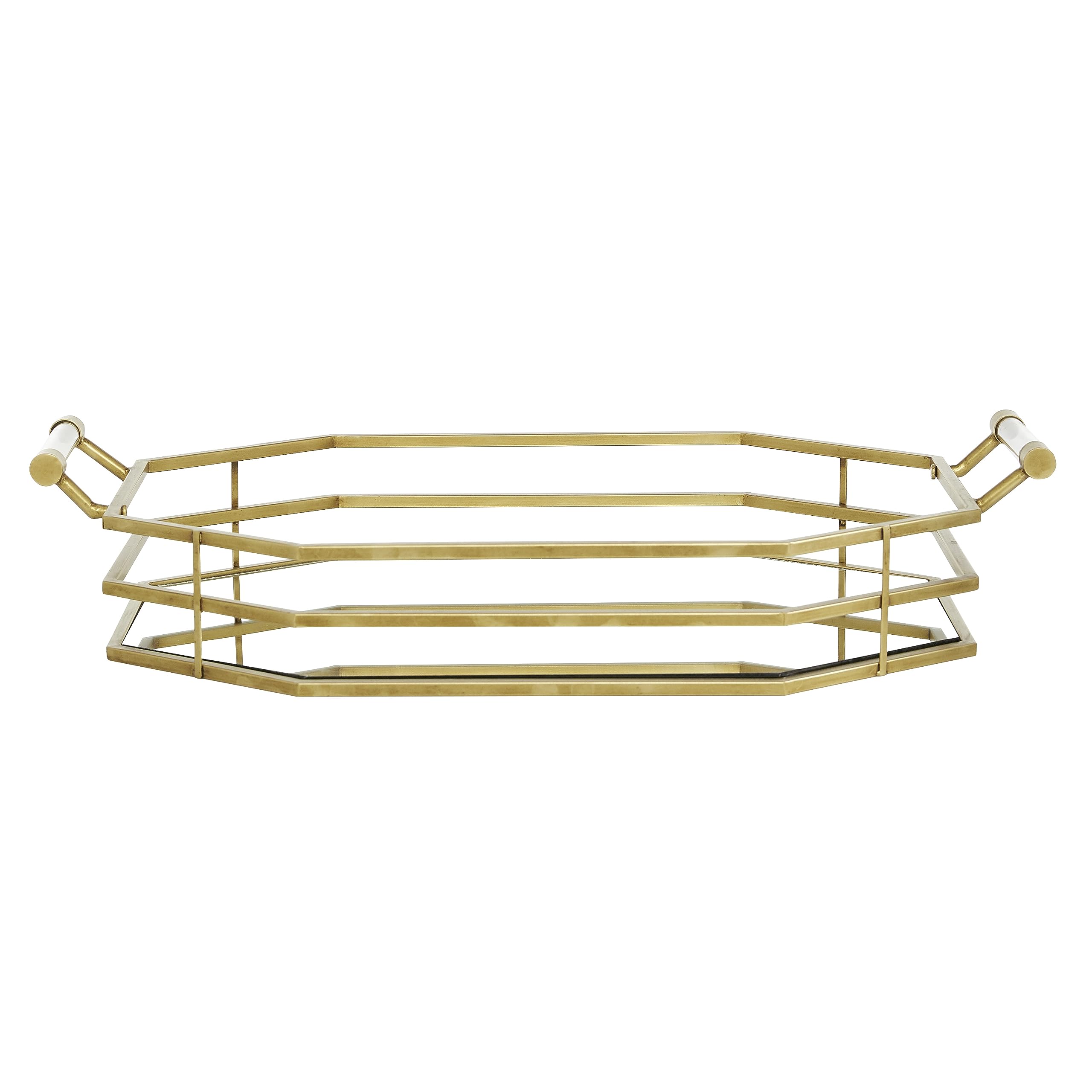 Deco 79 Glamorous Small Gold Metal Tray - Elegant Home Decor for Jewelry, Keys & Vanity Organizer | Perfect for Bathroom, Bedroom & Gift Giving