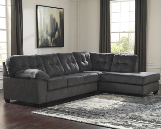 Accrington 2-Piece Sectional Sofa with Right-Hand Facing Chaise in Granite Fabric - Perfect for Living Room, Family Room & Home Theater Comfort