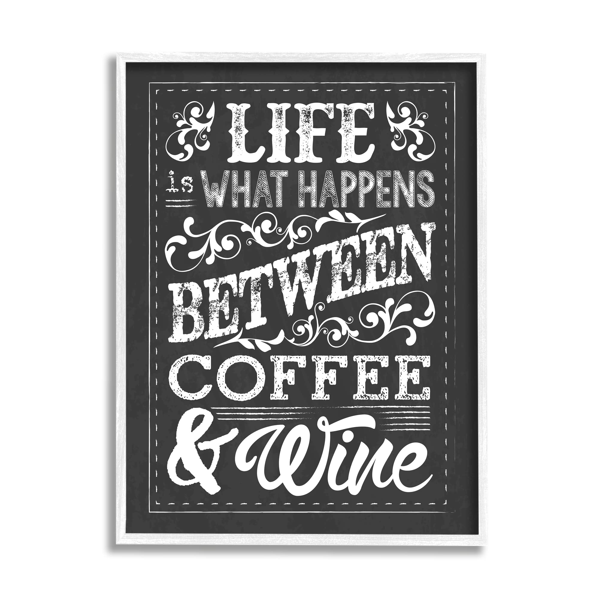 Stupell Industries 'Life Between Coffee and Wine' Chalkboard Wall Art - Designed by Melody Hogan - Perfect for Kitchen, Dining Room & Home Bar Decor