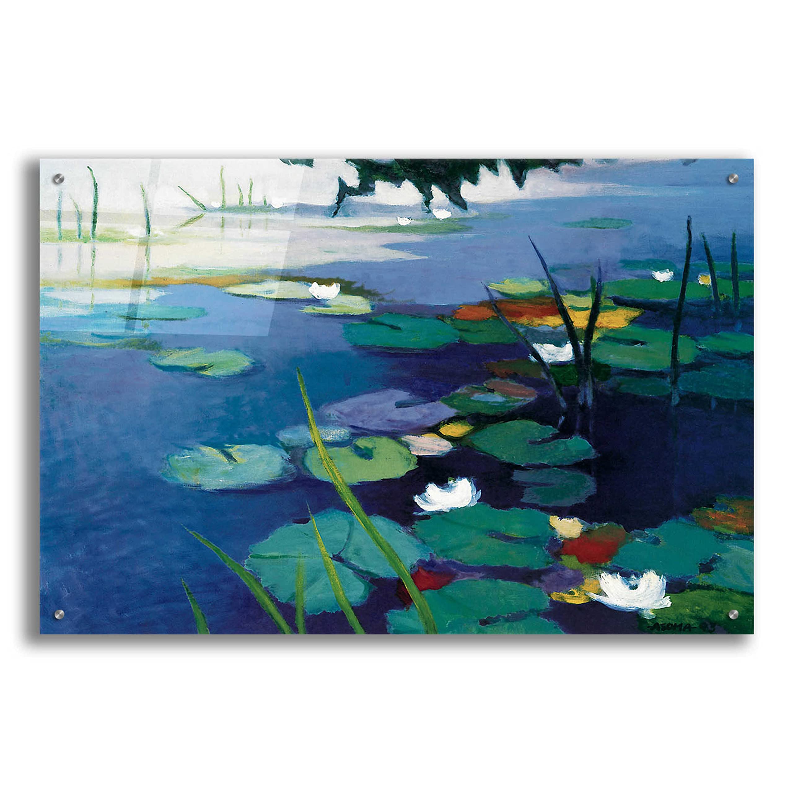 Tadashi Asoma 'Water Lilies' Acrylic Glass Wall Art - 36x24 Inches Modern Home Decor for Living Room, Bedroom & Office