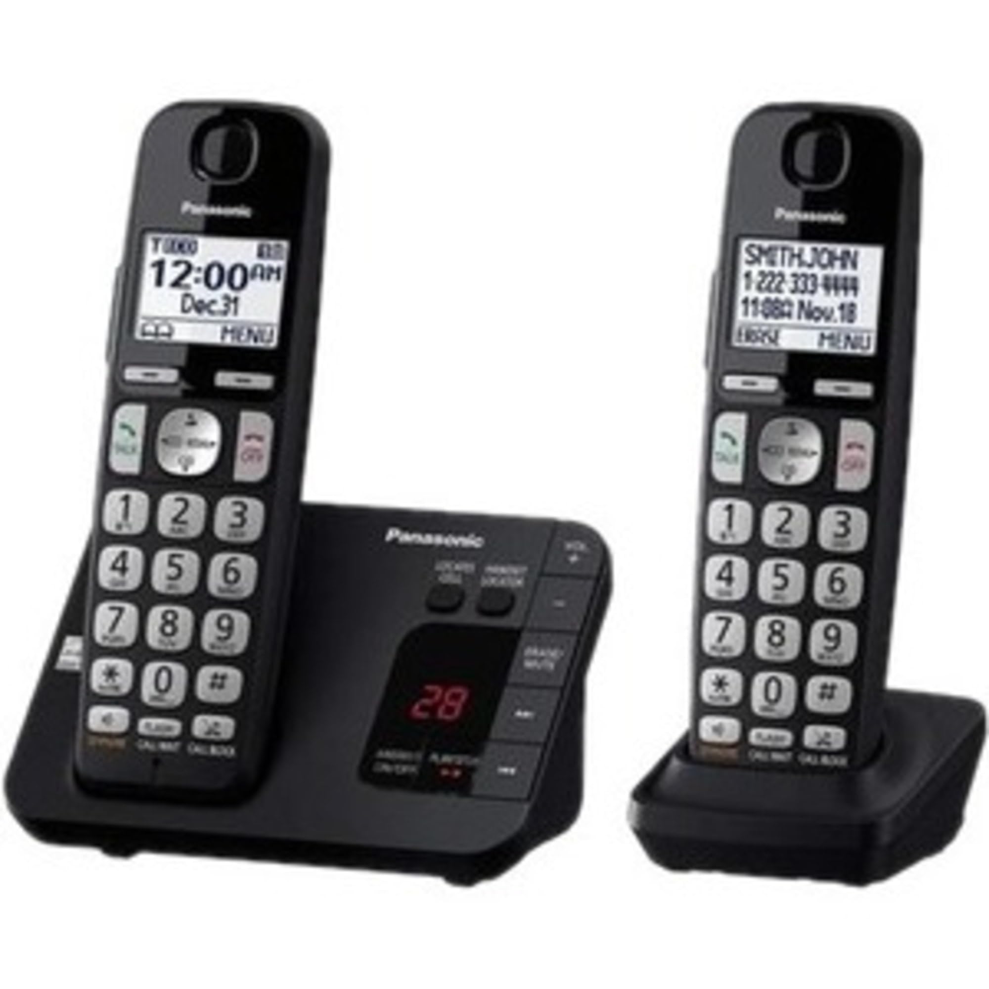 Panasonic KX-TGE432B DECT 6.0 Expandable Cordless Phone System with Answering Machine & Call Blocking - 2 Handsets (Black) - Ideal for Home & Office Communication