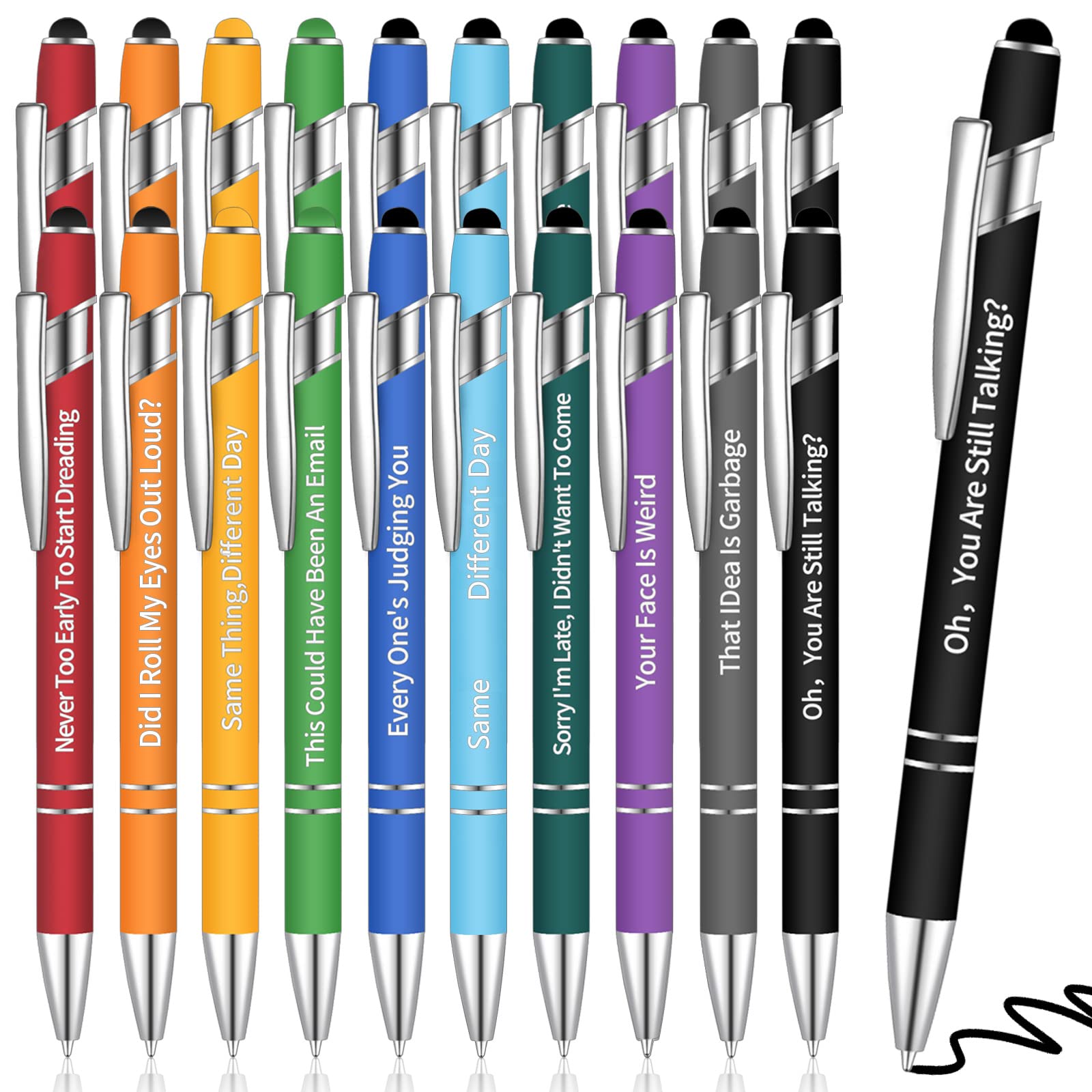 20 Pack Funny Snarky Insulting Ballpoint Pens - Passive Aggressive Office Gifts for Coworkers & Colleagues - Great for Pranks, White Elephant Gifts & Stress Relief at Work (Negative Quote Style)
