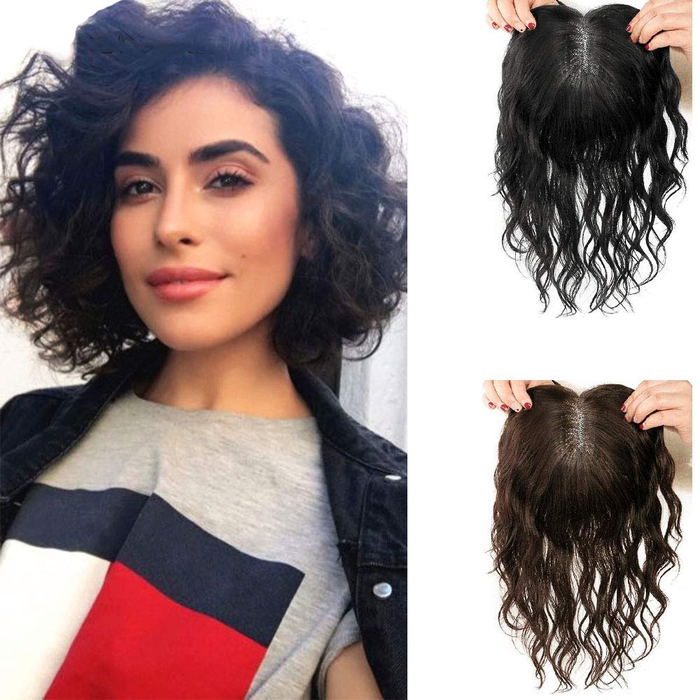 Fluffy Curly Human Hair Topper for Women - 14