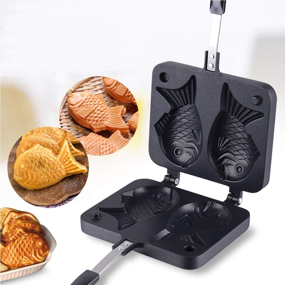 Non-Stick Waffle Maker with Fish Shape Molds - Zerodis Aluminum Alloy Baking Pan for Perfect Homemade Waffles, Pancakes & Desserts - Ideal for Breakfast, Brunch, Parties & Family Gatherings