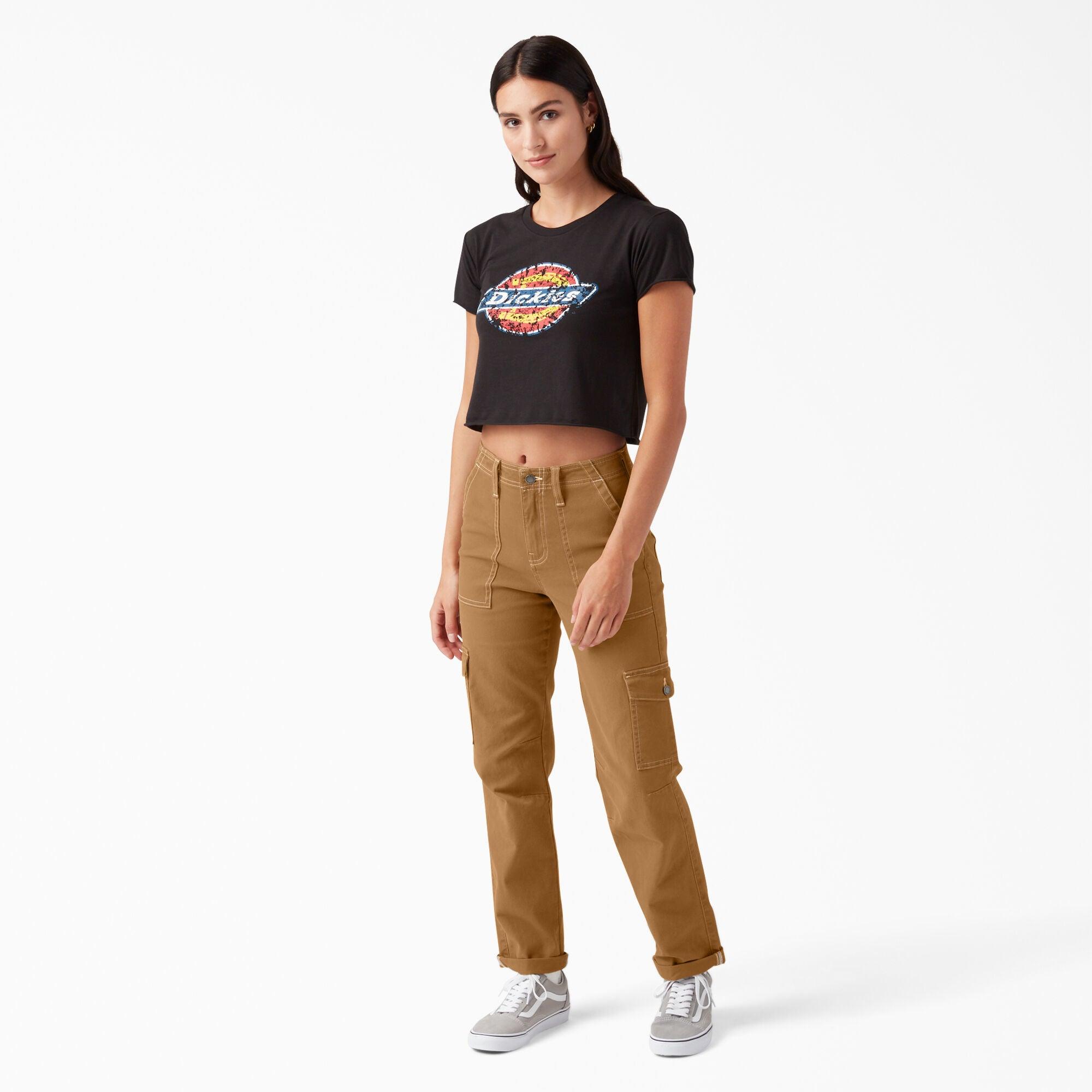 Women's Skinny Fit Cuffed Cargo Pants - High Waisted Stretch Trousers for Casual Wear & Outdoor Activities | Brown Duck Camo