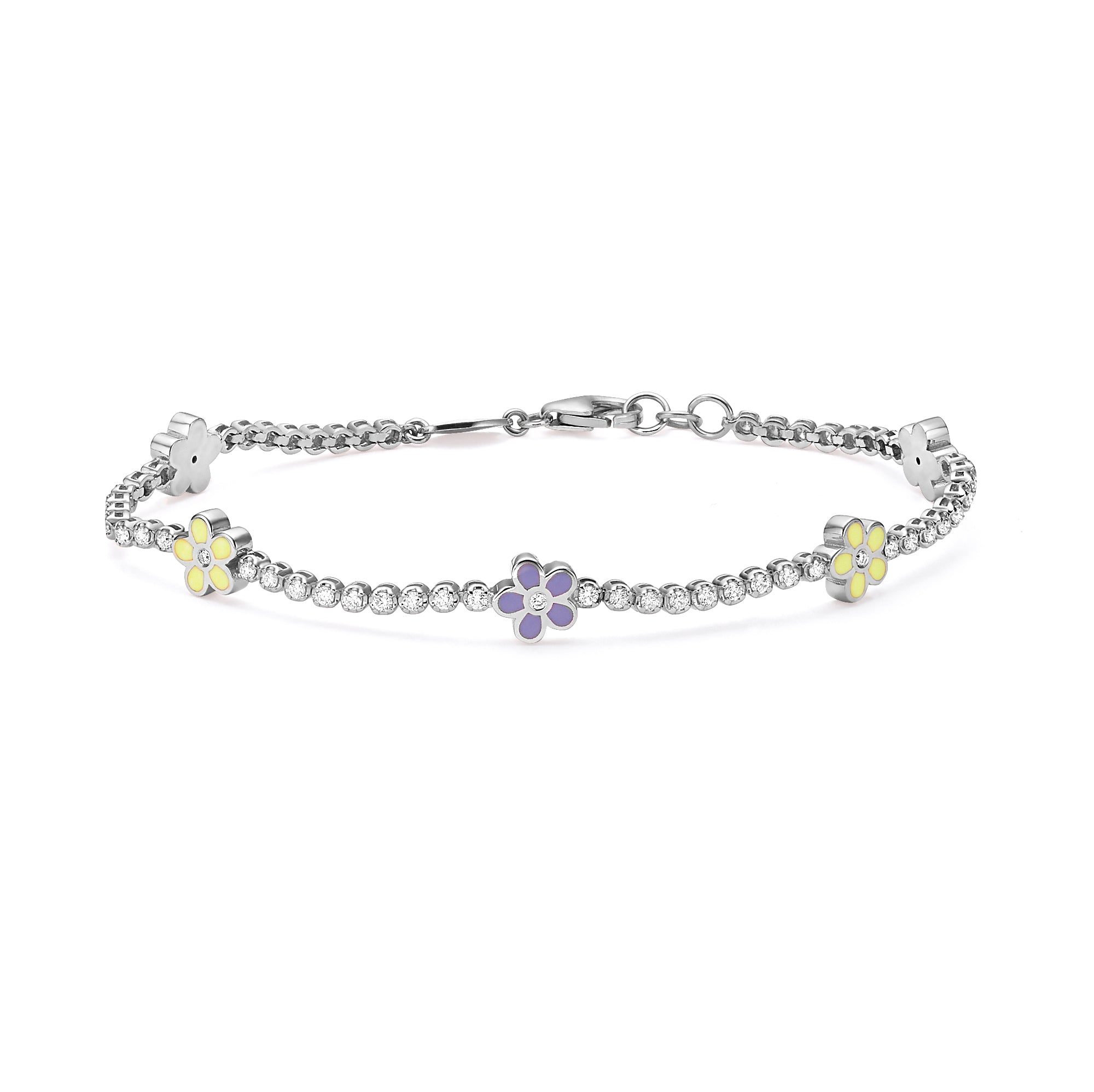 5 Flowers Tennis Bracelet for Women - Elegant Cubic Zirconia Sterling Silver Chain Bracelet - Perfect for Weddings, Parties & Everyday Wear