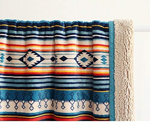 Boho Fleece Sherpa Throw Blanket - Ultra Soft Plush Flannel Blanket for Couch, Bed, Chair - 50x60 Inch Cozy Blanket for Home, Office & Camping - Perfect for Winter Nights, Movie Time & Outdoor Adventures
