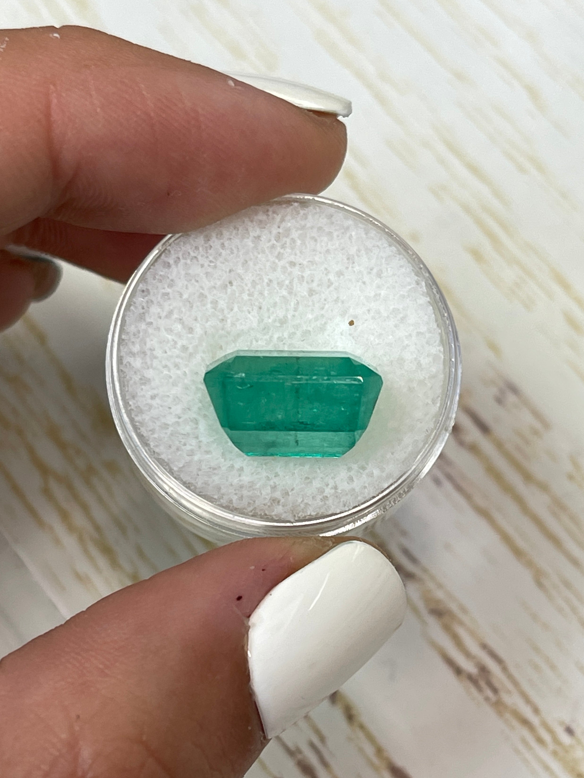 10.03 Carat Colombian Loose Emerald - Earthy Brick Green 14x10mm Emerald Cut Gemstone for Jewelry Making & Engagement Rings