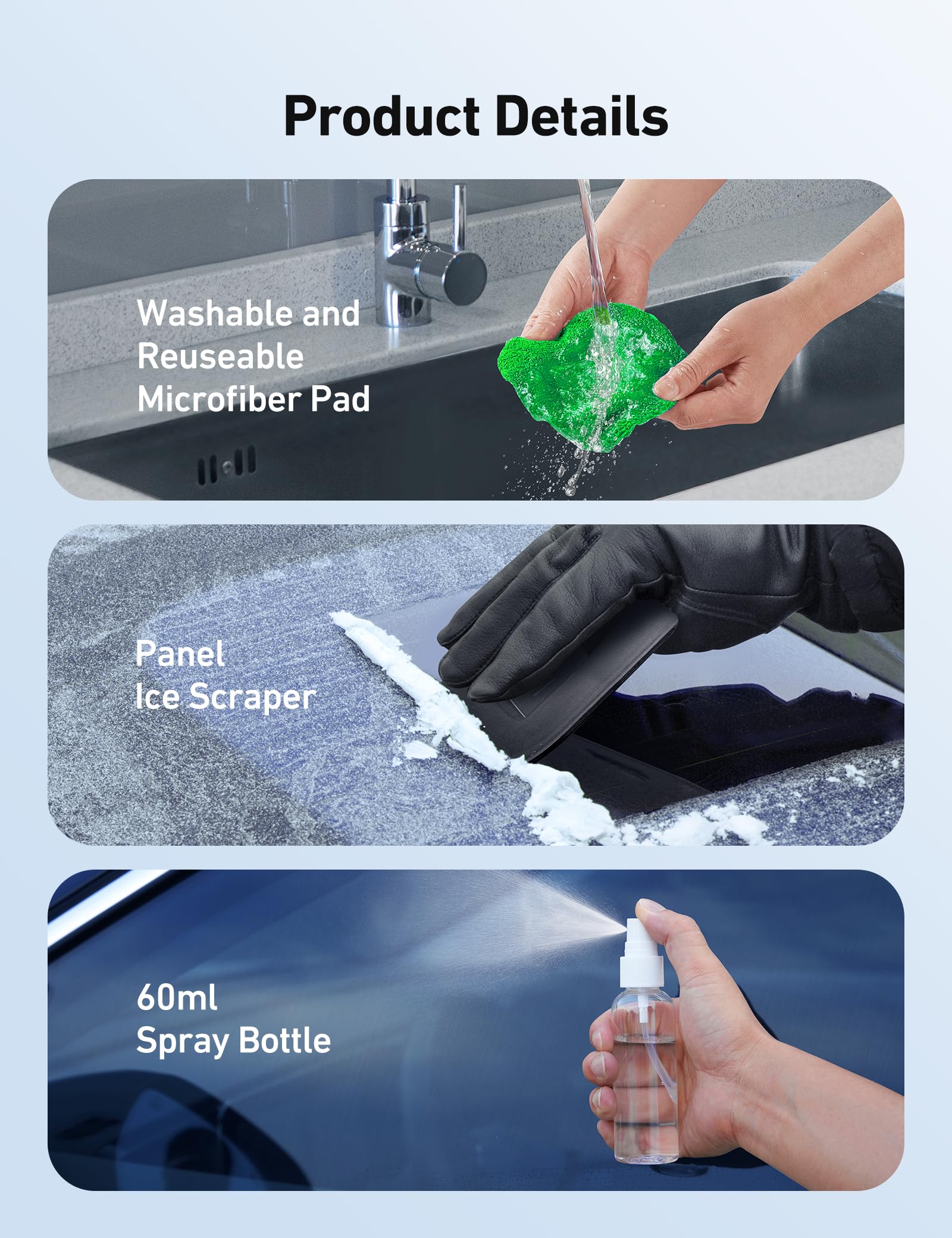 AstroAI Windshield Cleaner Kit - 4 Reusable Washable Microfiber Pads with Extendable Handle for Car Windows Cleaning - Perfect for Auto Glass, Mirrors, and Home Windows - Green