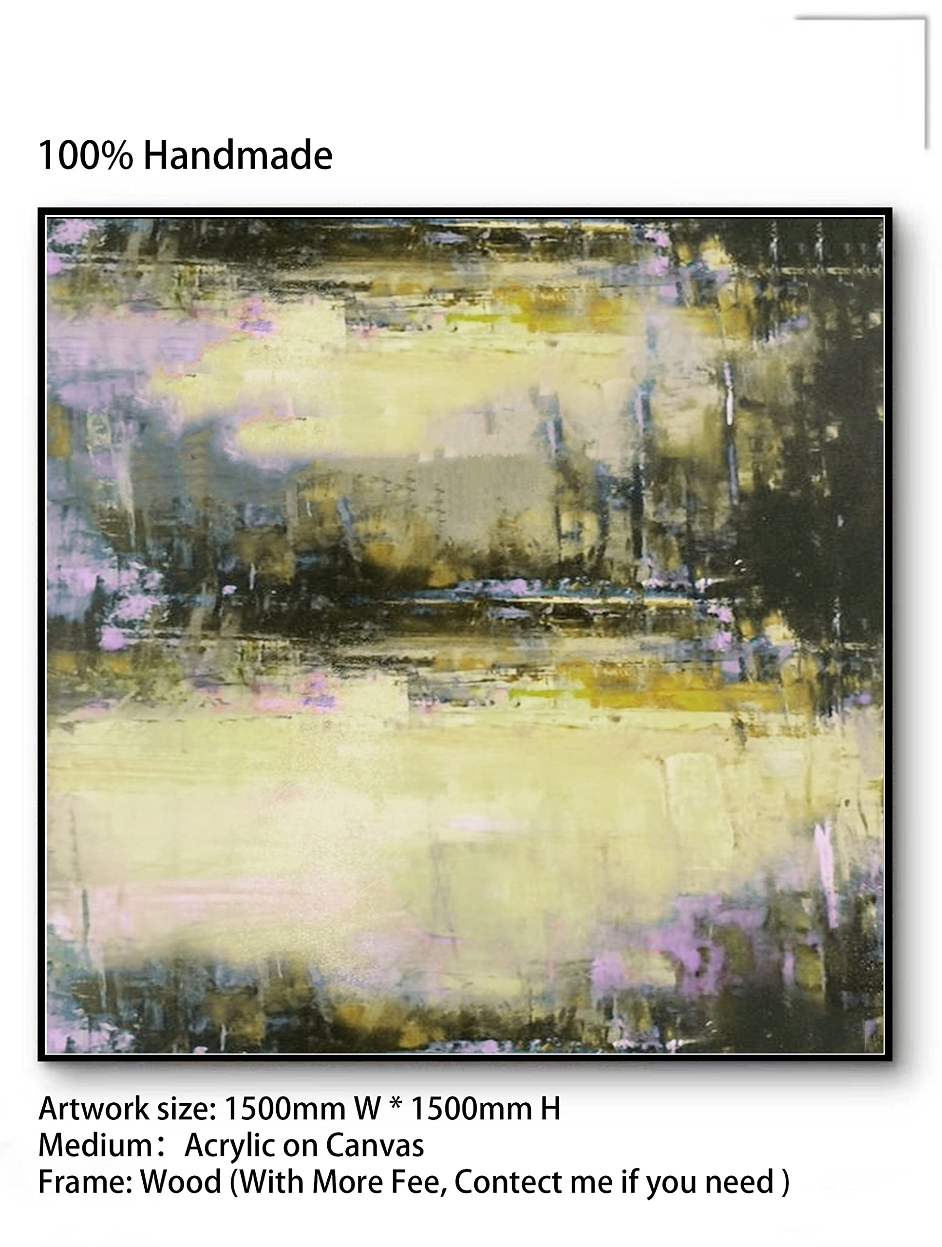 Handmade Abstract Oil Painting on Canvas - 60x60 Inch Large Wall Art for Home Decor, Living Room, Bedroom & Hotel Decoration - Unique Modern Artwork