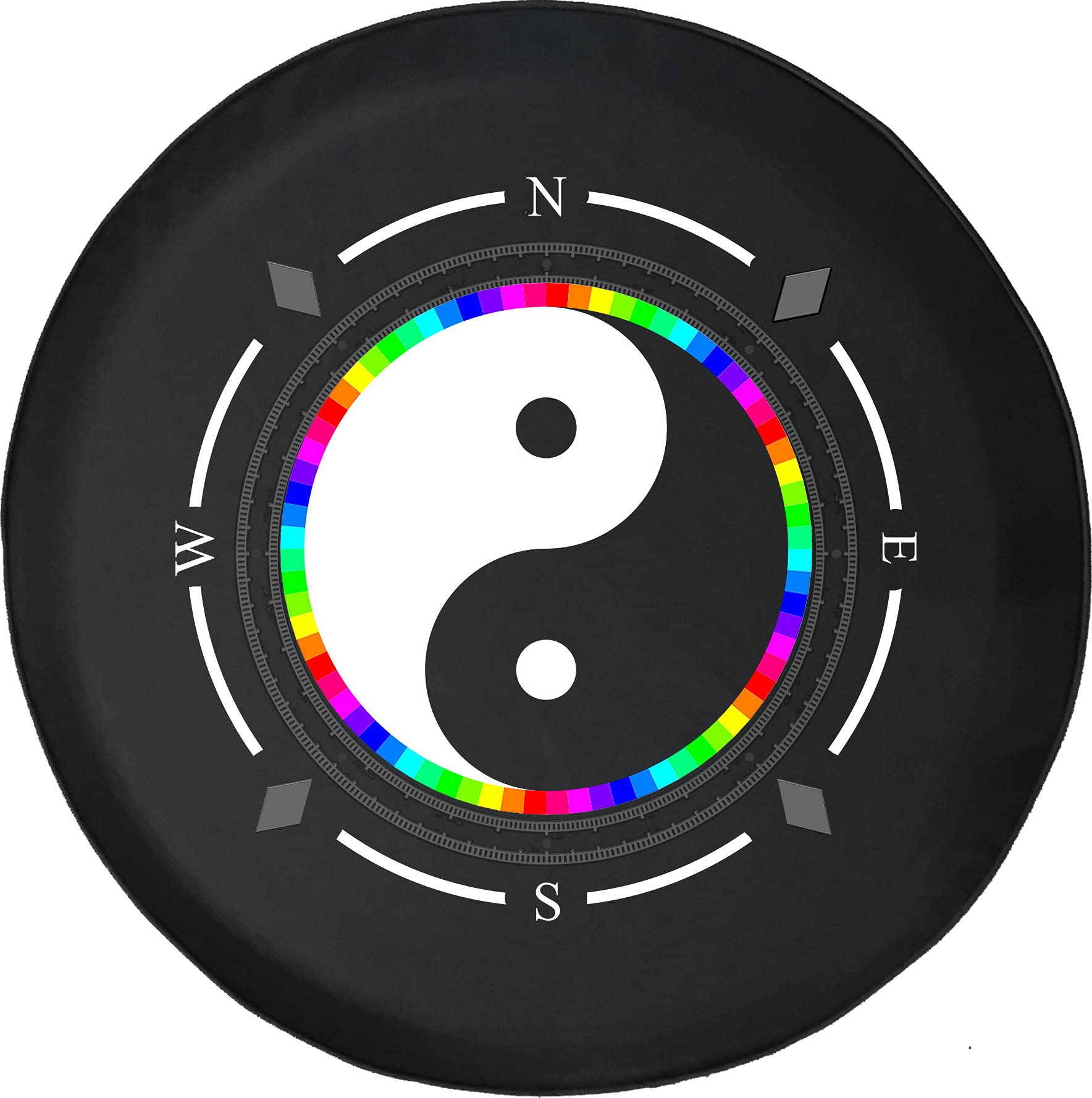 American Unlimited Spare Tire Cover with Compass & Yin Yang Design - Universal Fit for SUV, Trailer, RV & Most Vehicles | Durable Wheel Protection for Off-Road Adventures & Camping Trips