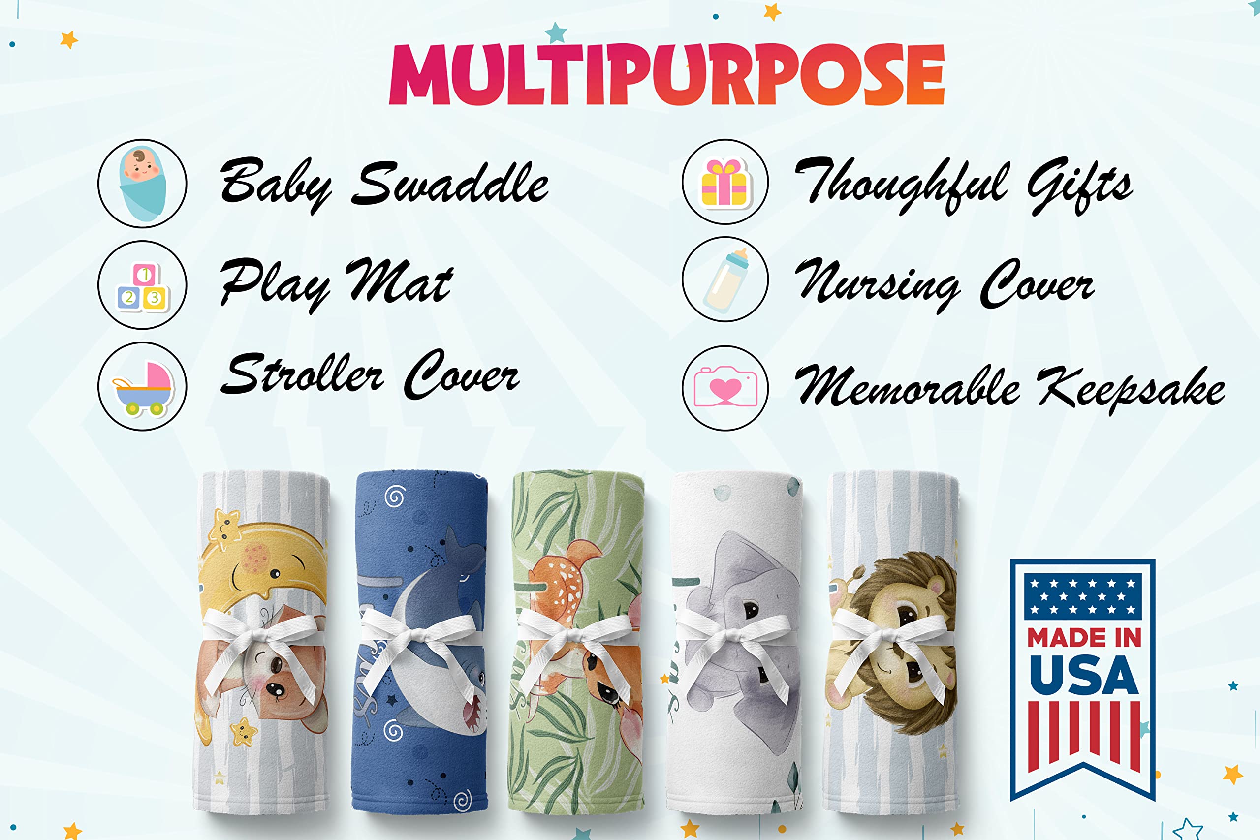 Personalized Baby Boy Blankets with Name - Custom Cozy Plush Fleece Blanket for Newborns & Toddlers - Unique Baby Shower & Birthday Gift Idea - Perfect for Nursery, Stroller & Photo Shoots