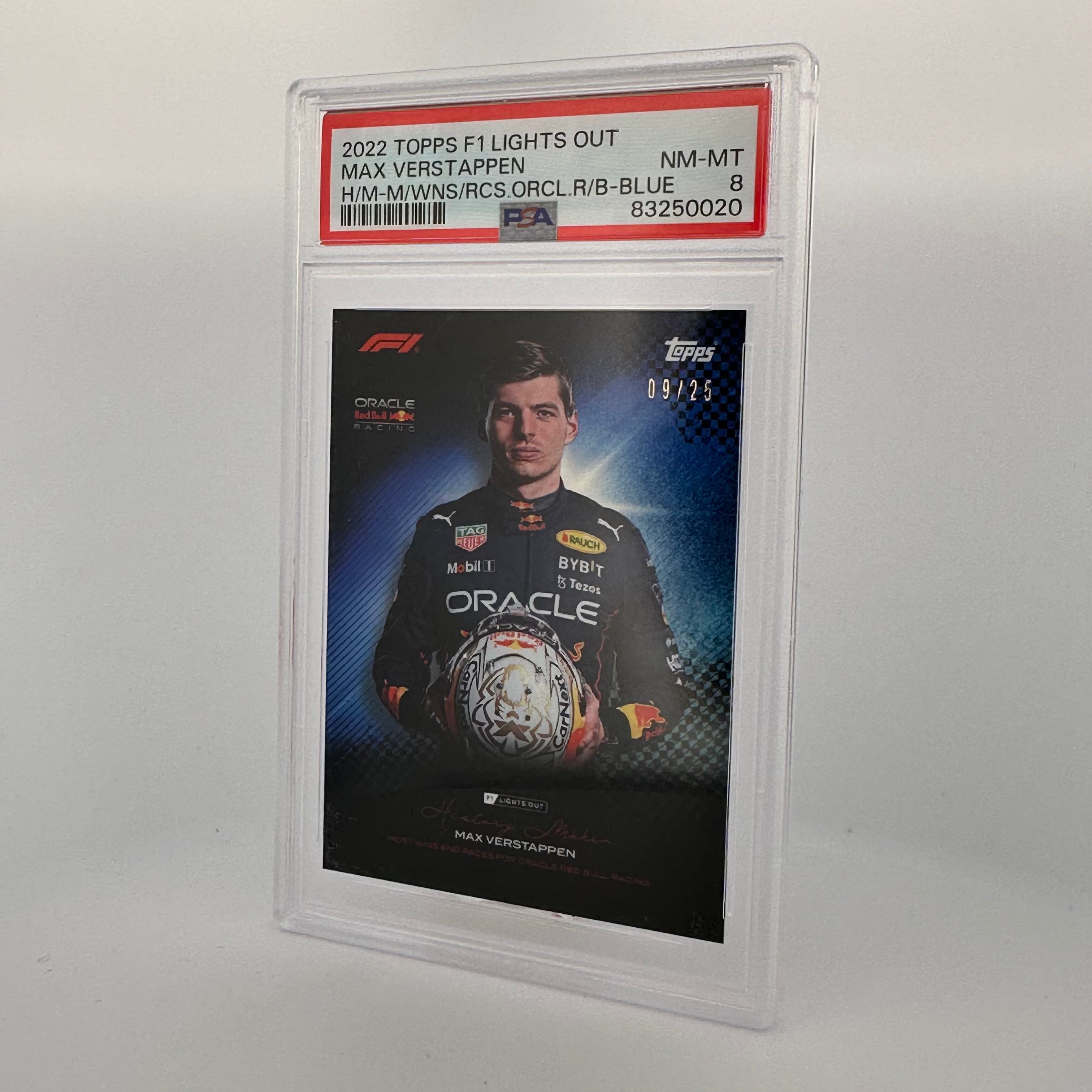 PSA 8 Max Verstappen /25 History Maker Blue Parallel - Rare Trading Card for F1 Collectors & Motorsport Fans - Perfect for Display, Investment & Memorabilia Collections