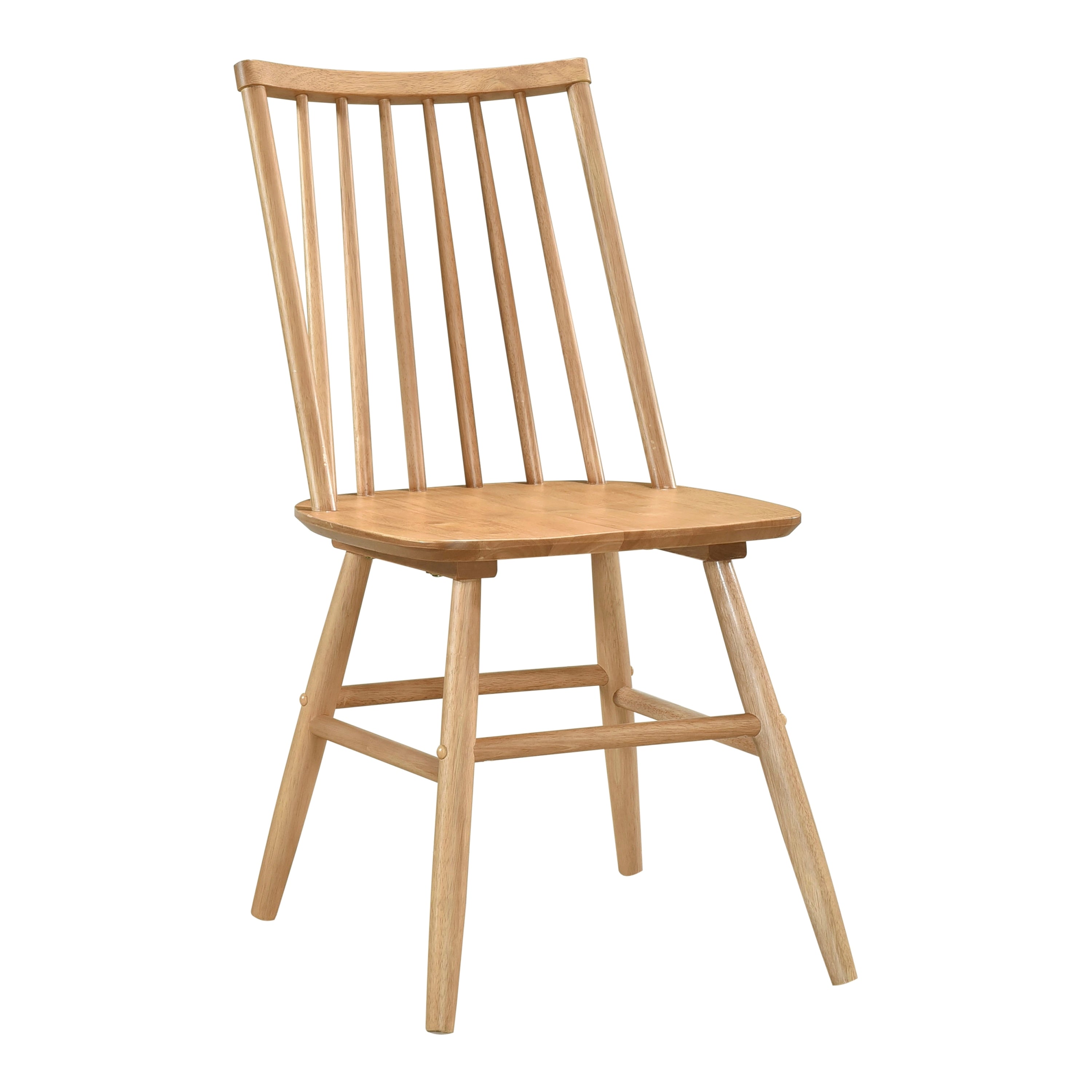 Stylish Curved Backrest Windsor Dining Chairs Set of 2 - Natural Oak Wooden Side Chairs for Kitchen, Dining Room & Breakfast Nook - Comfortable Wood Furniture for Home Decor