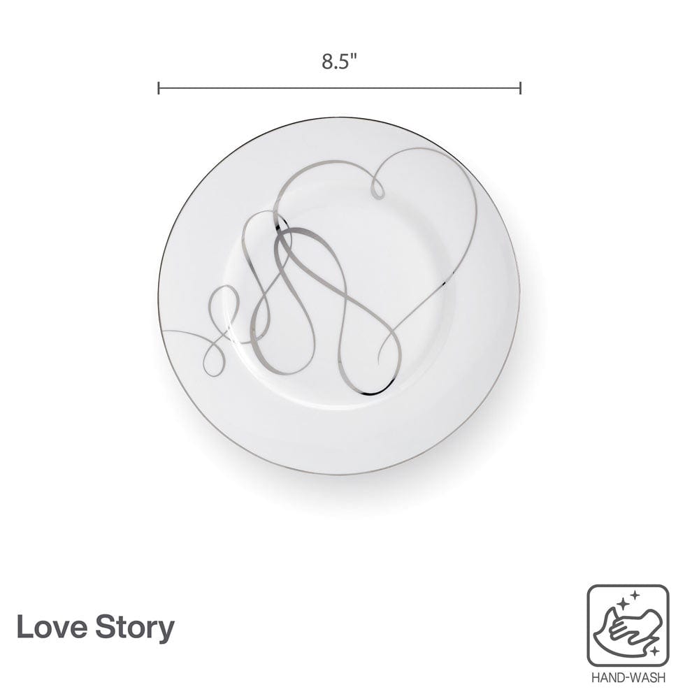 Love Story Set of 4 Salad Plates - Elegant Dinnerware for Romantic Dinners, Anniversaries & Special Occasions | Perfect for Couples, Weddings & Valentine's Day Gifts
